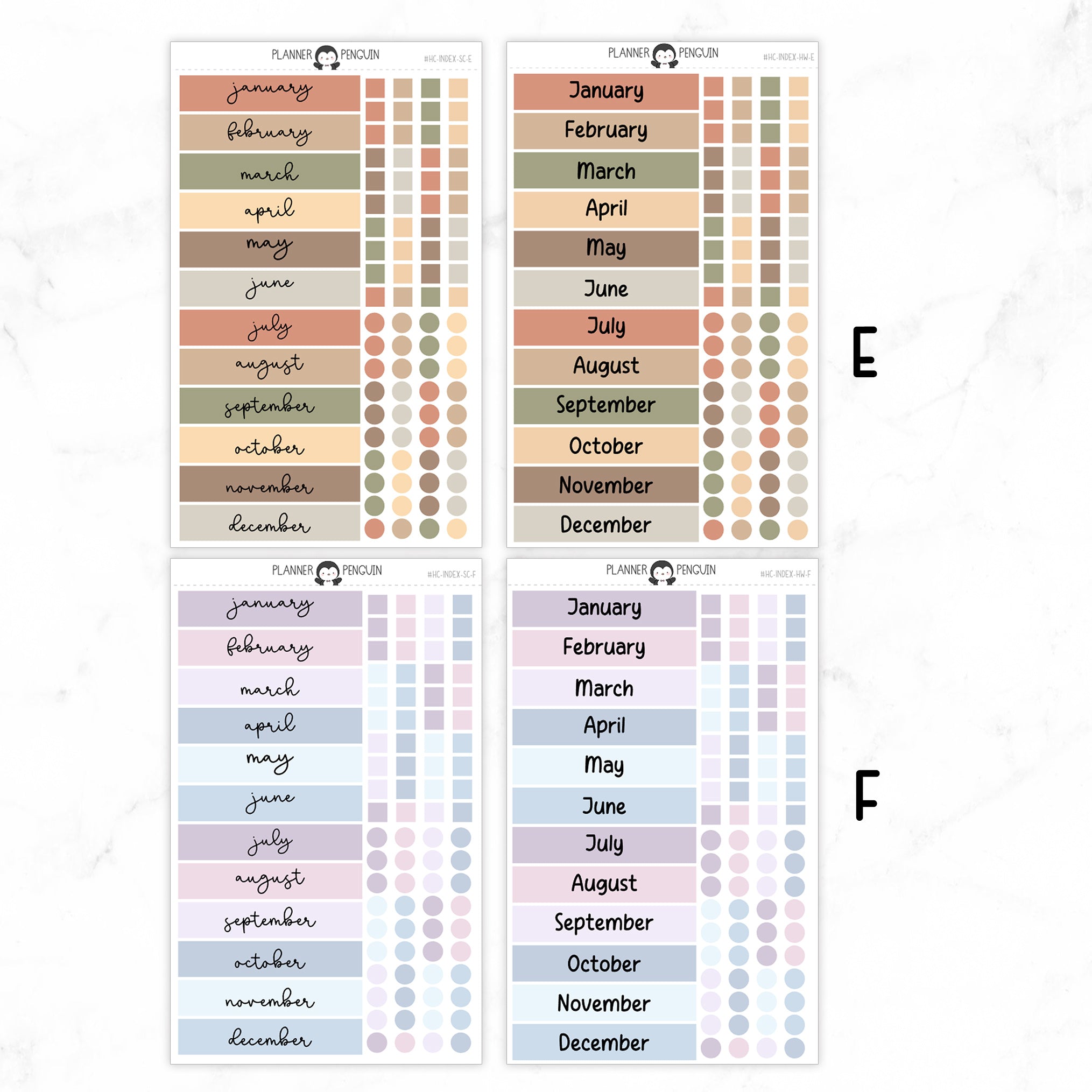 Hobonichi Cousin Yearly Index Stickers// Cousin A5 // #HC-INDEX