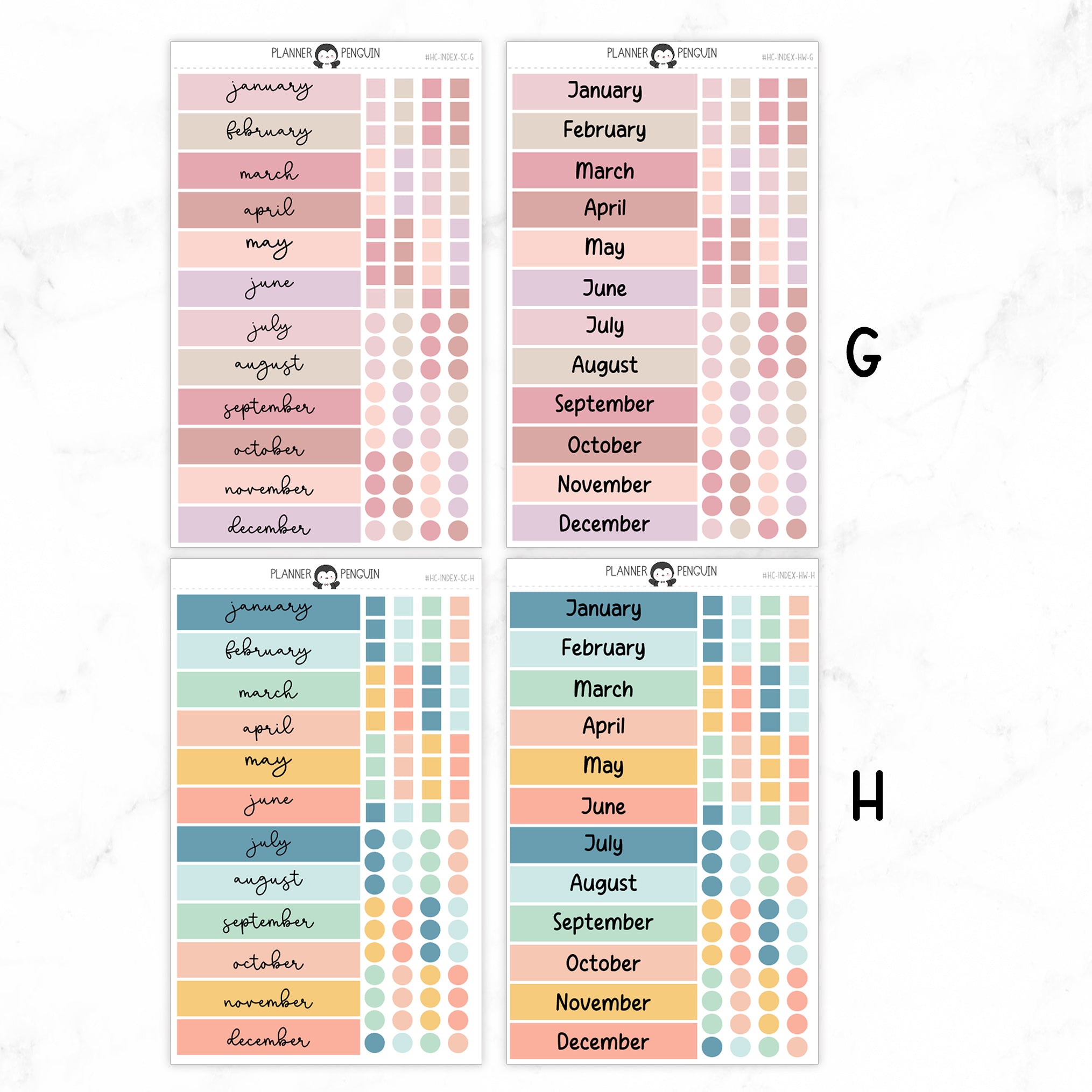 Hobonichi Cousin Yearly Index Stickers// Cousin A5 // #HC-INDEX