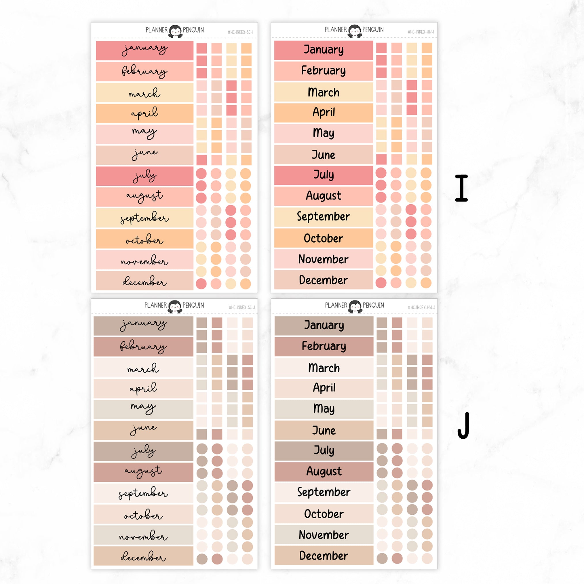 Hobonichi Cousin Yearly Index Stickers// Cousin A5 // #HC-INDEX