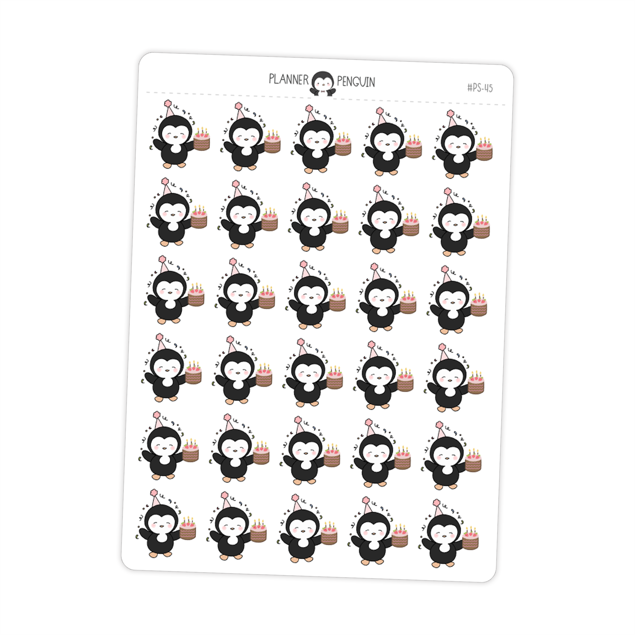 Birthday Confetti Party Penguin Planner Stickers