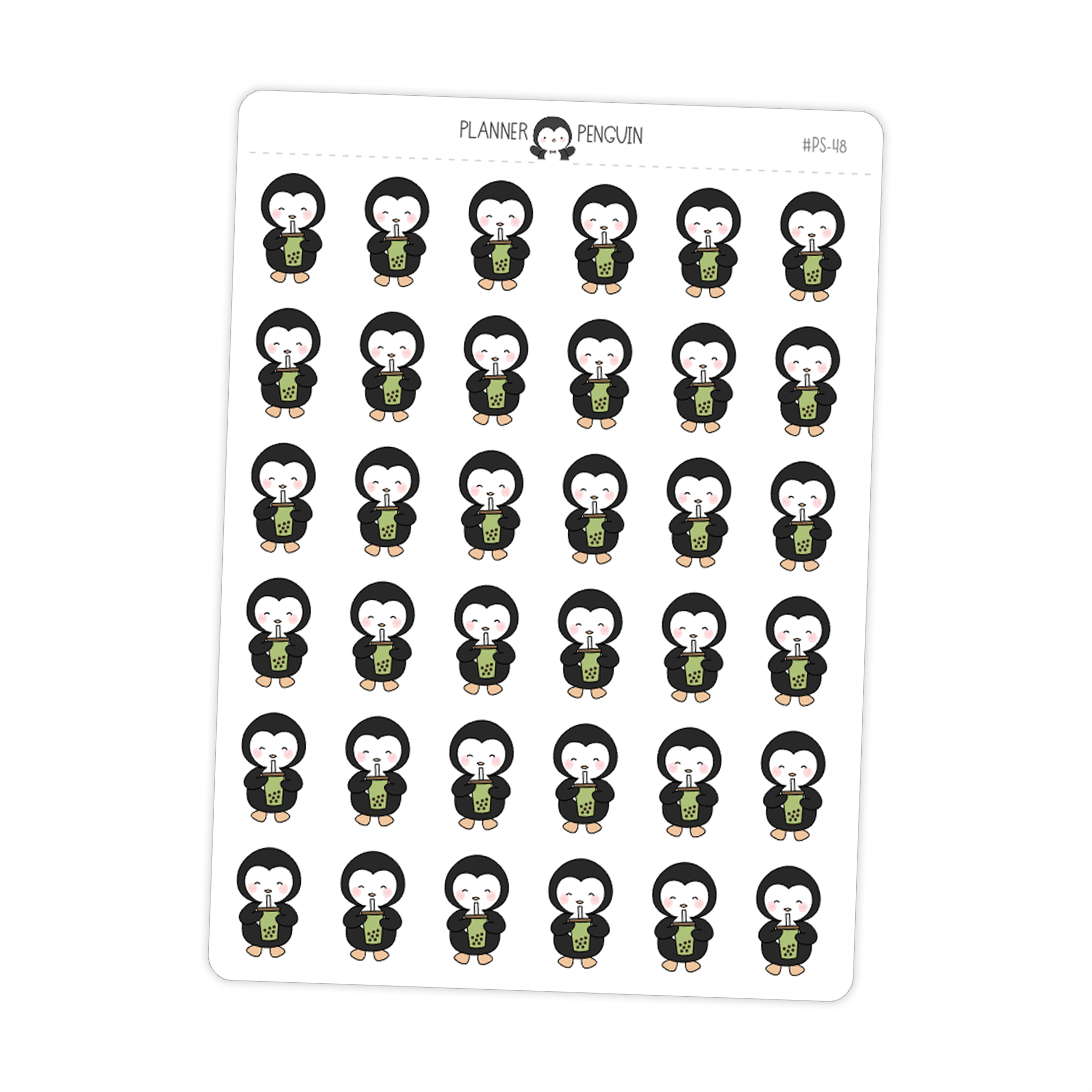 Matcha Boba Penguin Planner Stickers