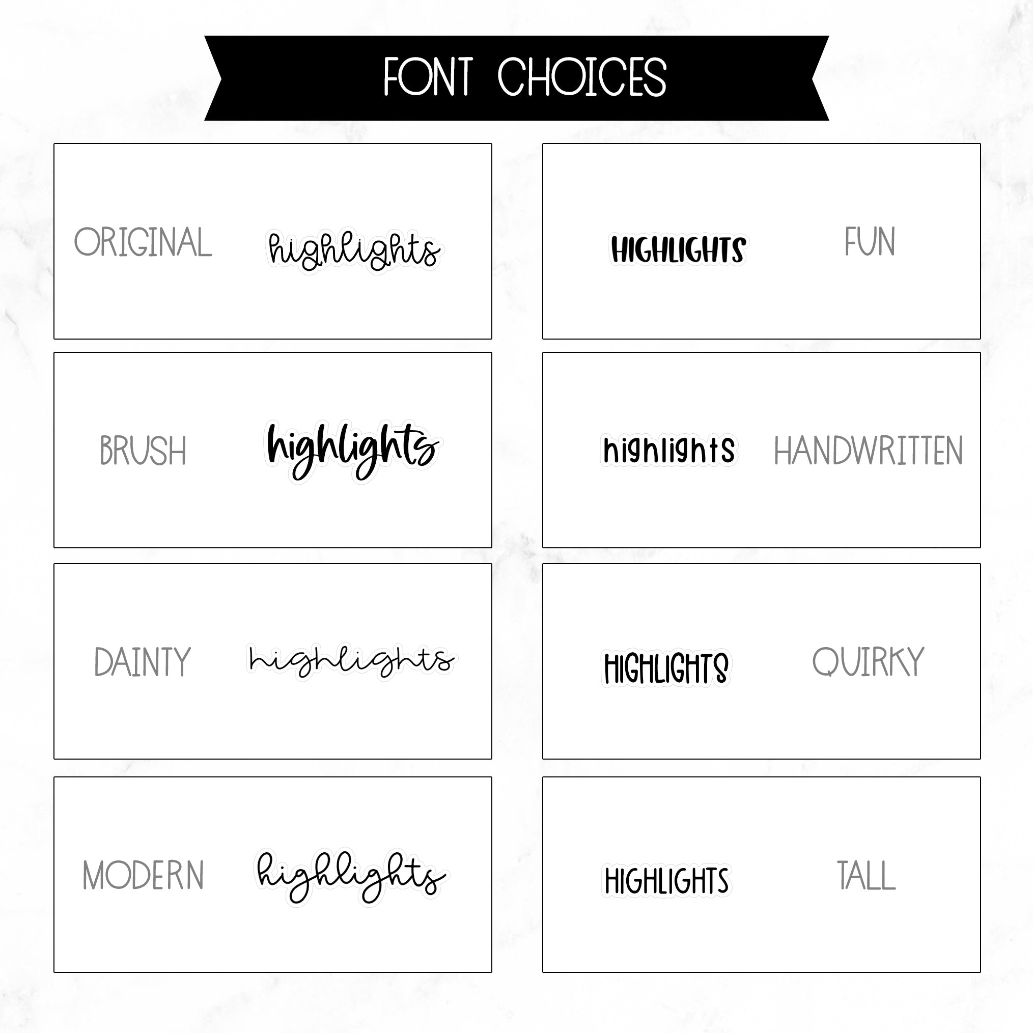 Highlights Script Stickers
