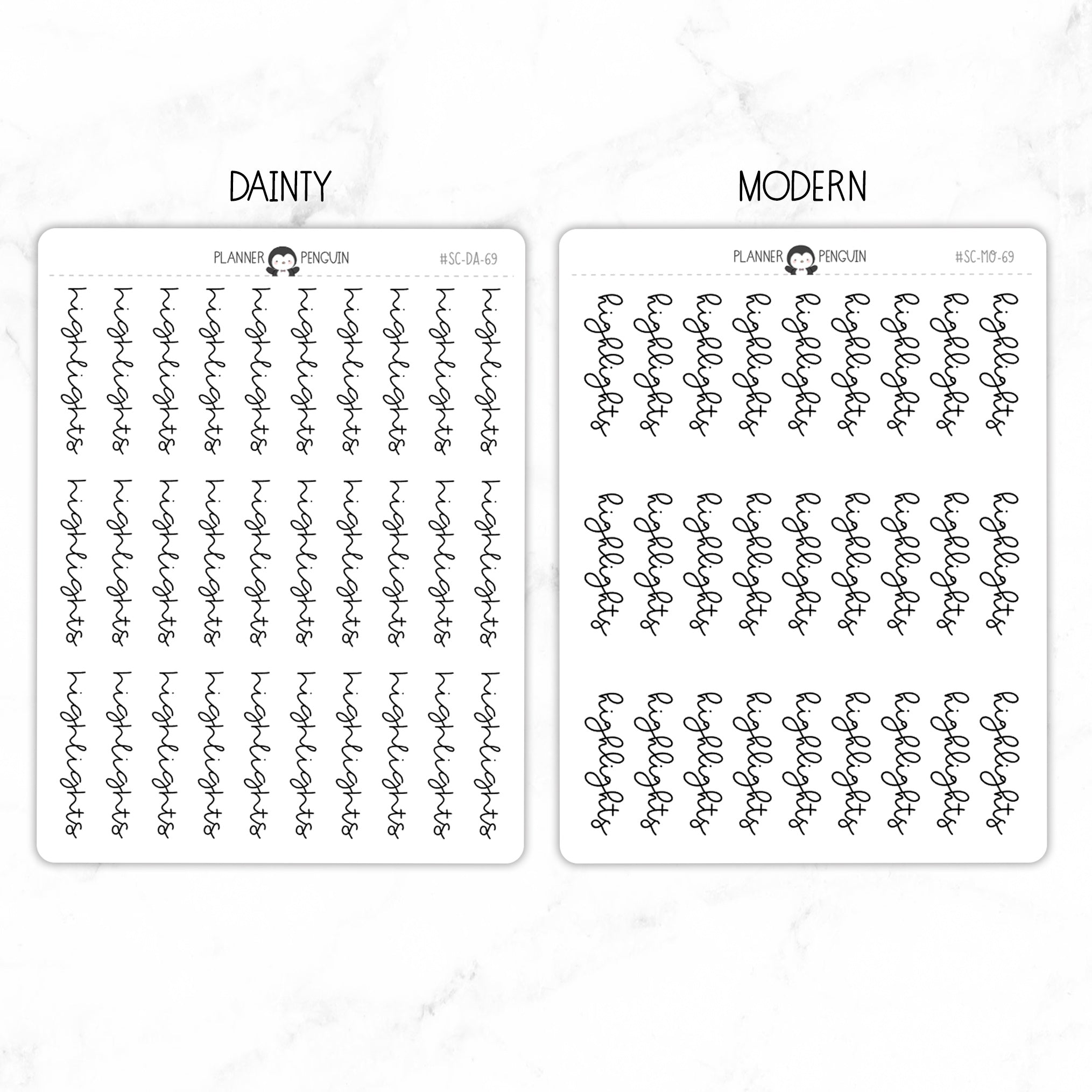 Highlights Script Stickers
