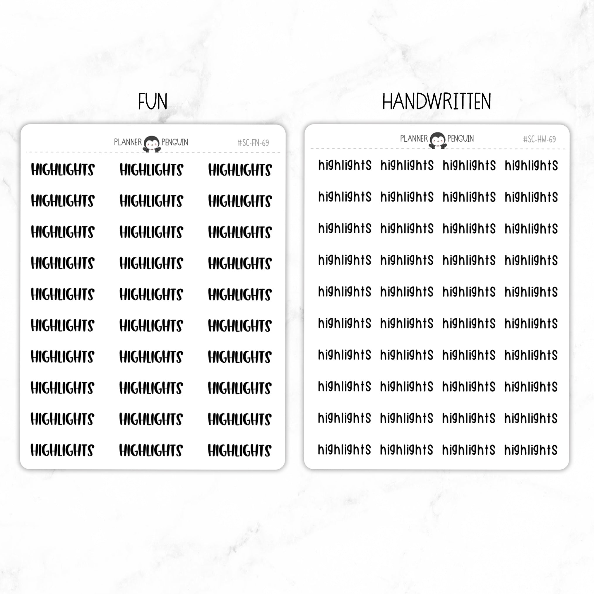 Highlights Script Stickers
