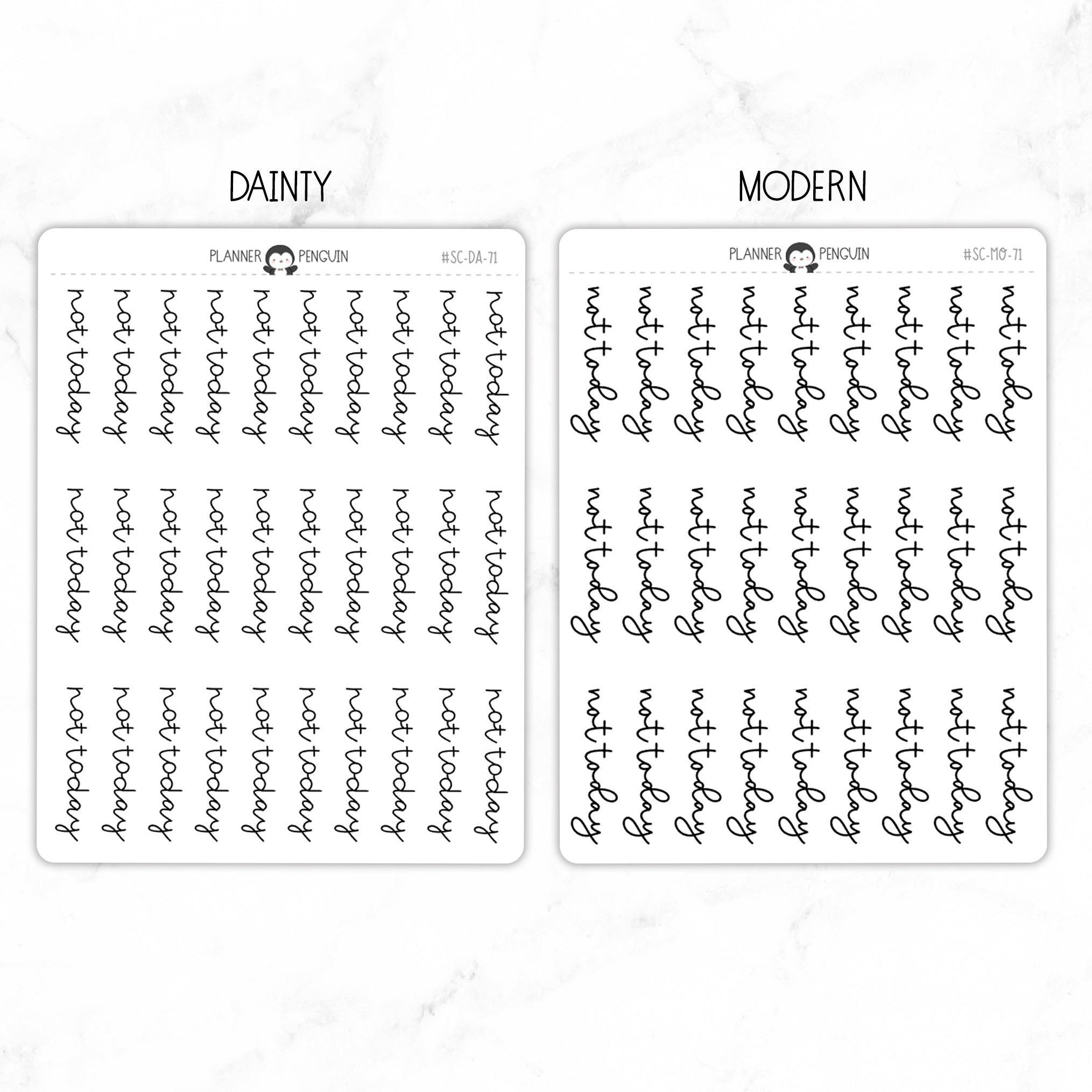 Not Today Script Stickers