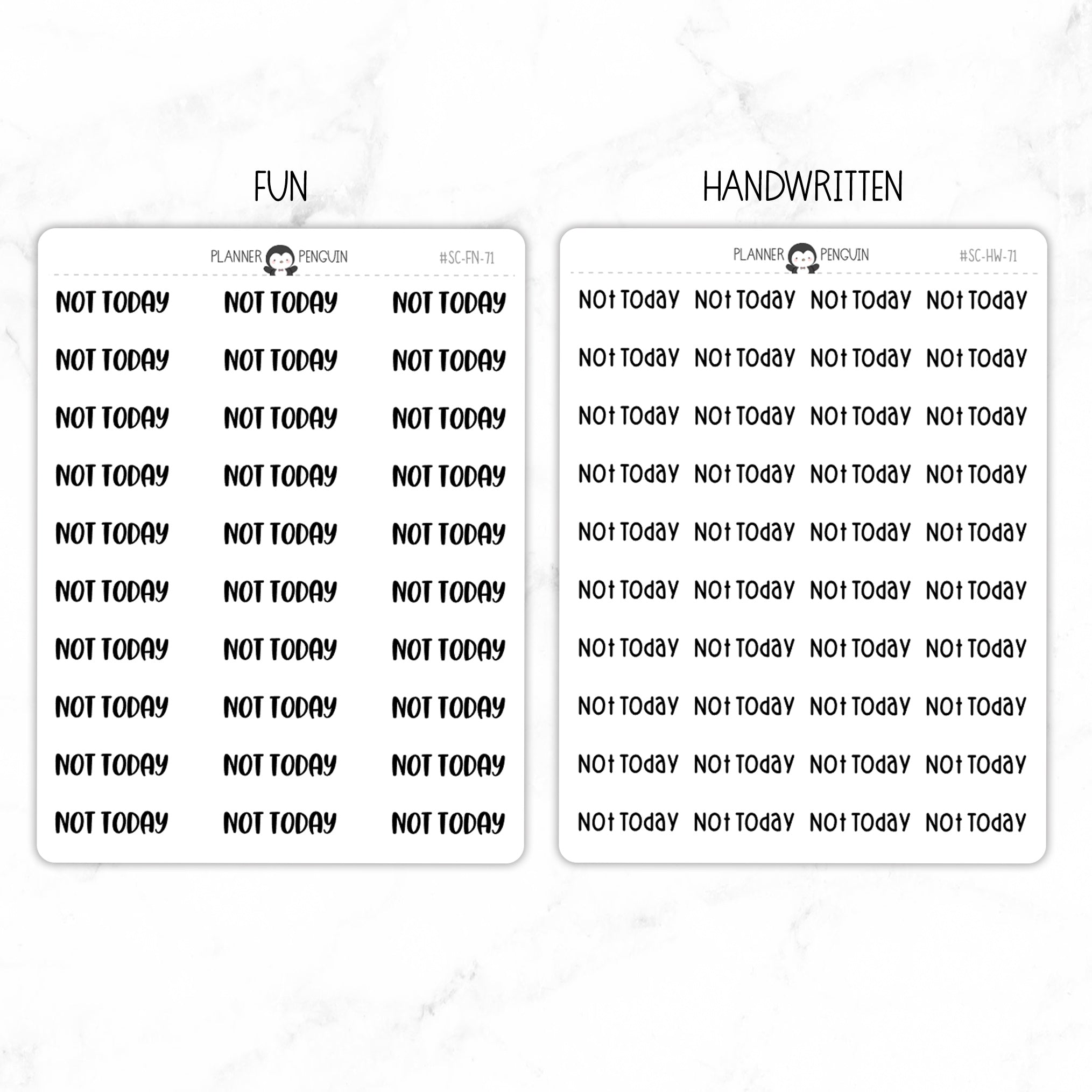 Not Today Script Stickers