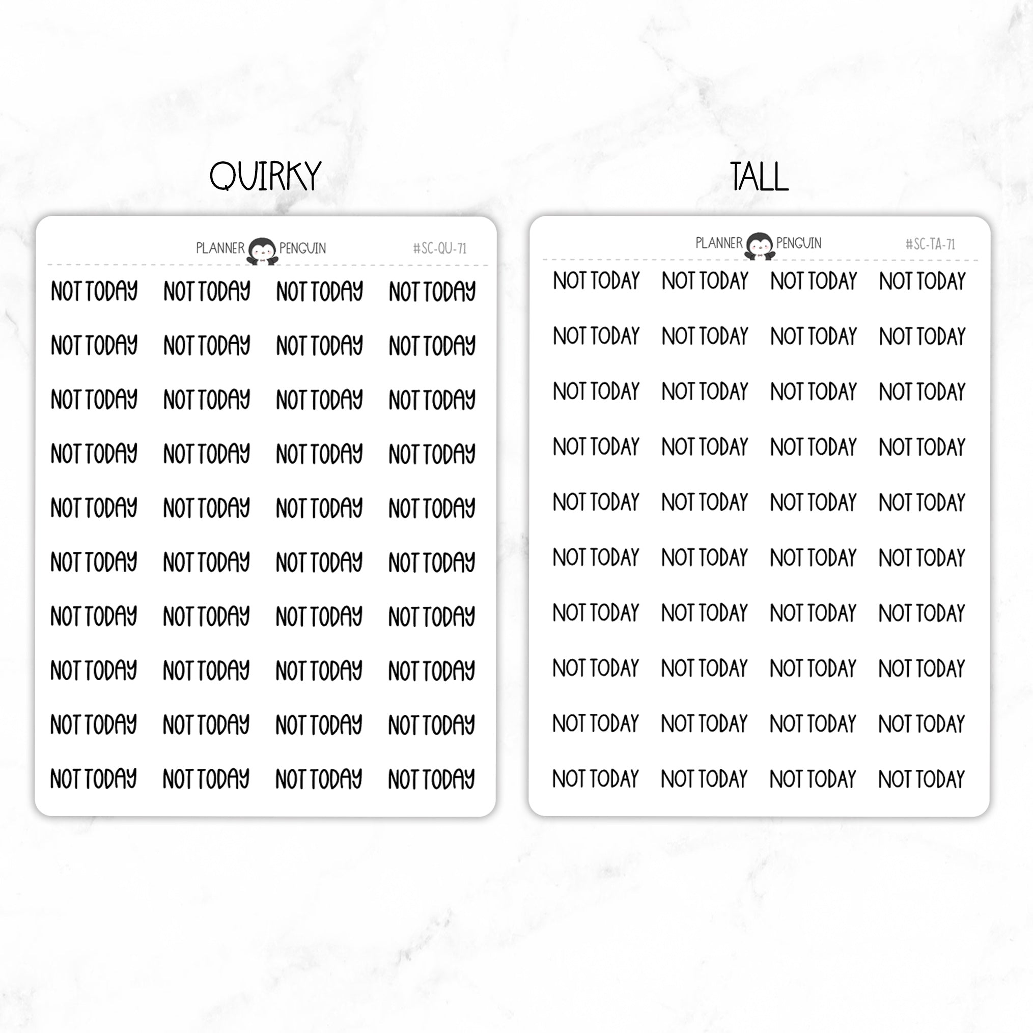 Not Today Script Stickers