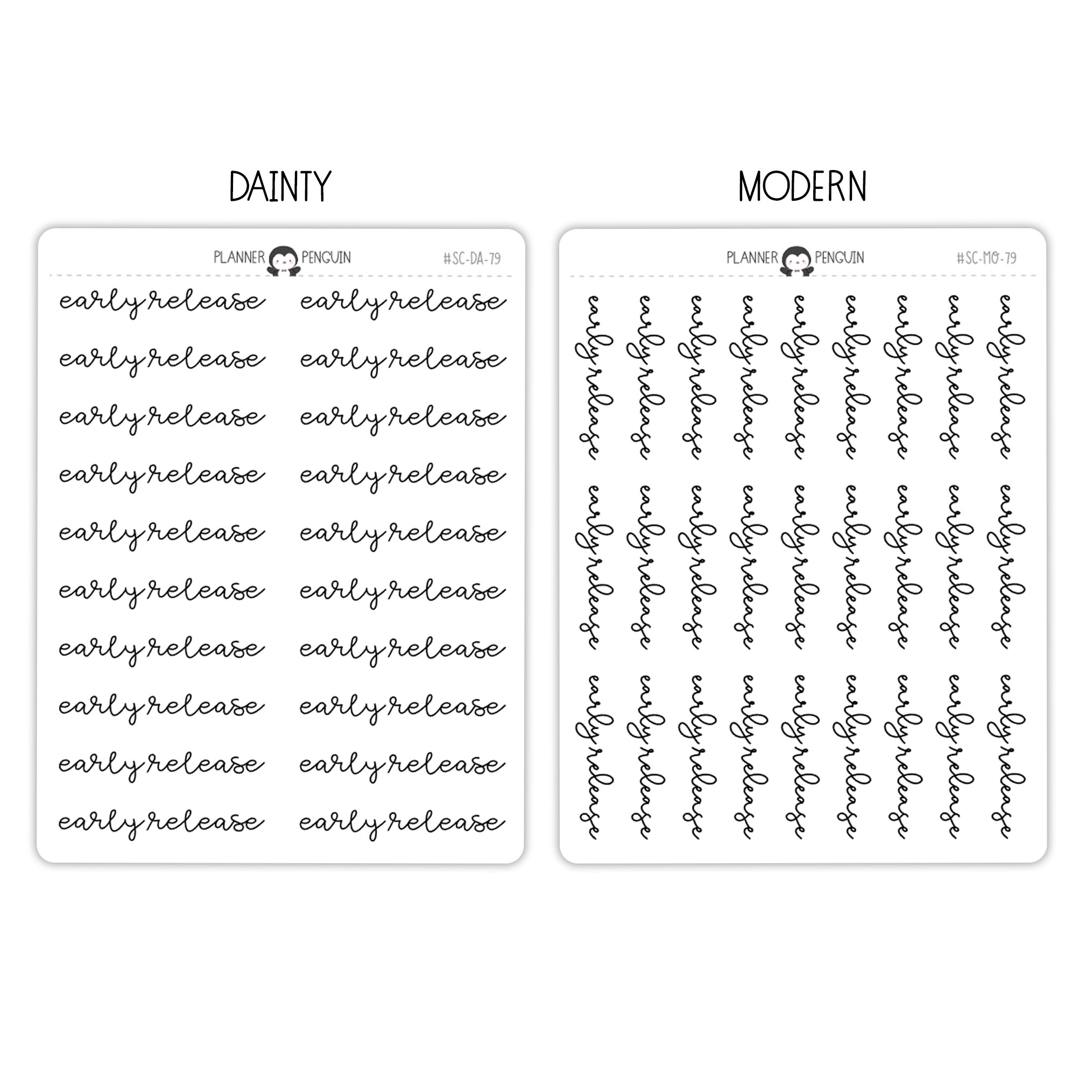 Early Release Script Stickers