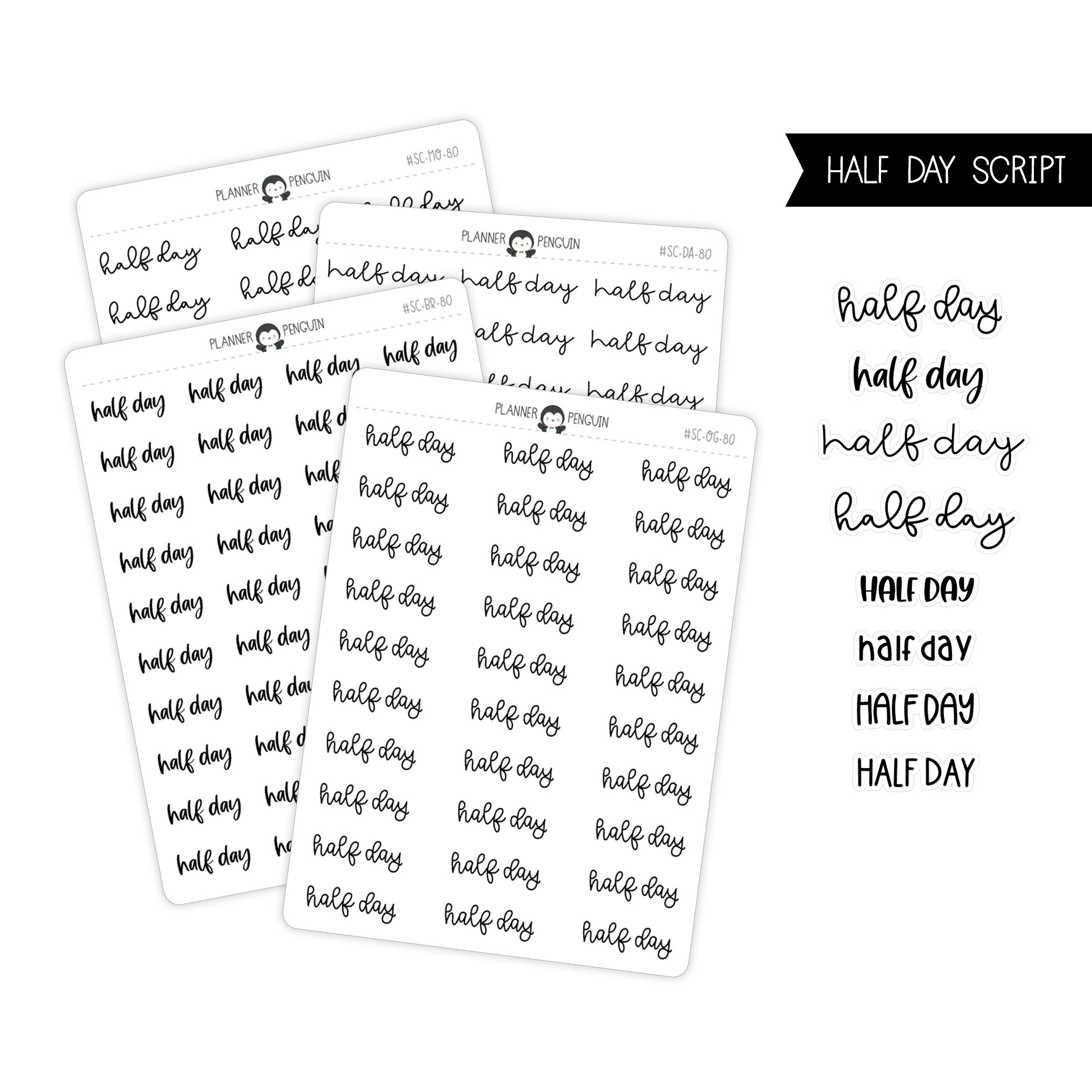Half Day Script Stickers