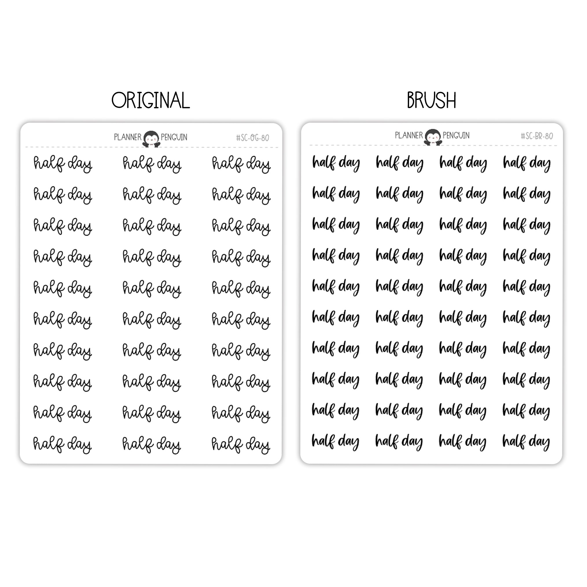 Half Day Script Stickers