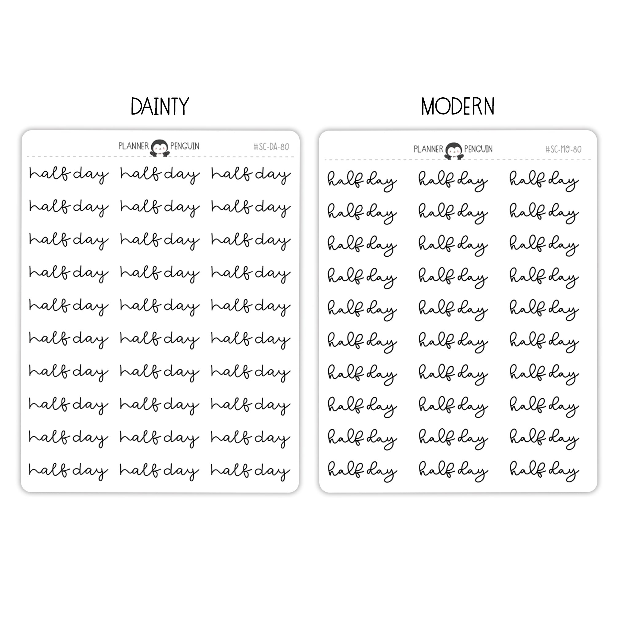 Half Day Script Stickers