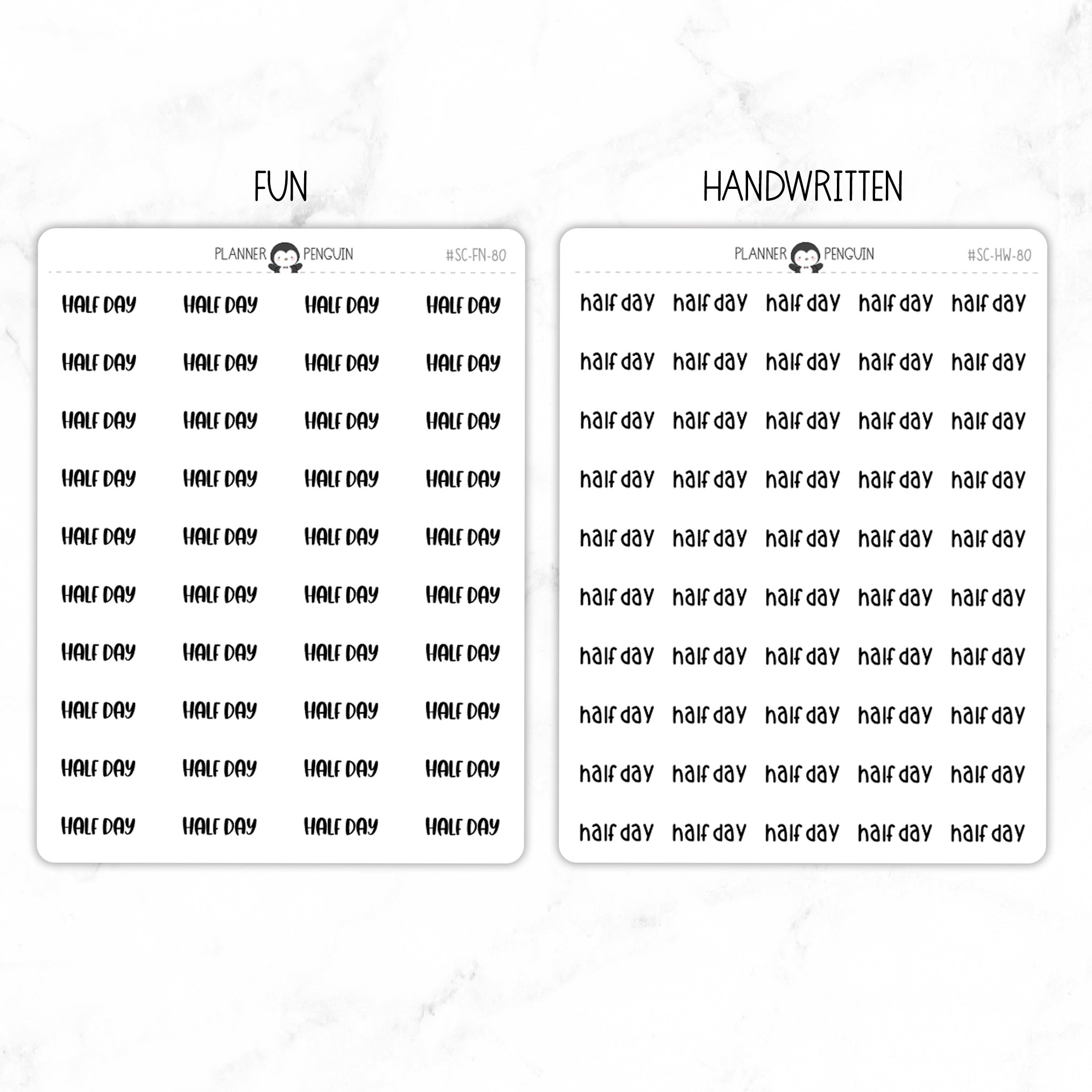 Half Day Script Stickers
