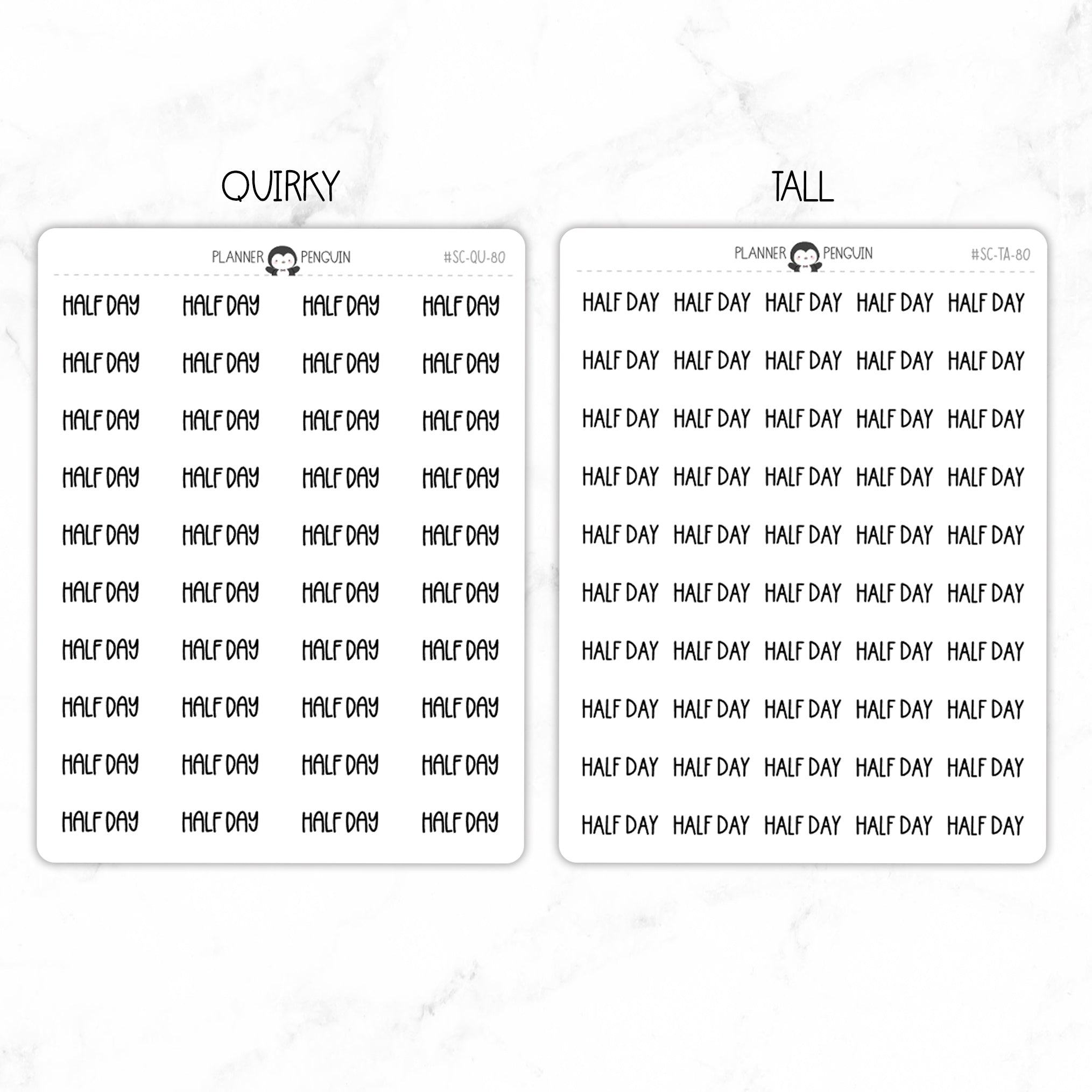 Half Day Script Stickers