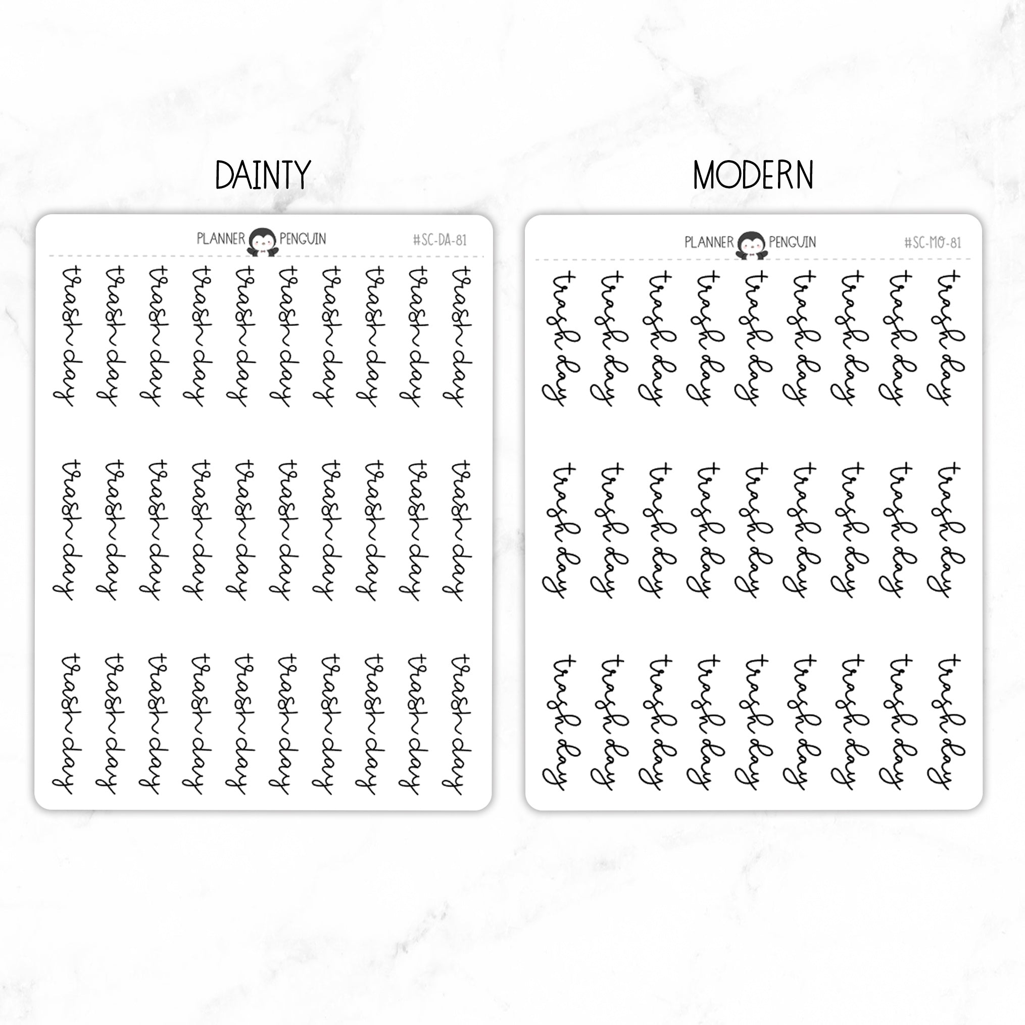 Trash Day Script Stickers