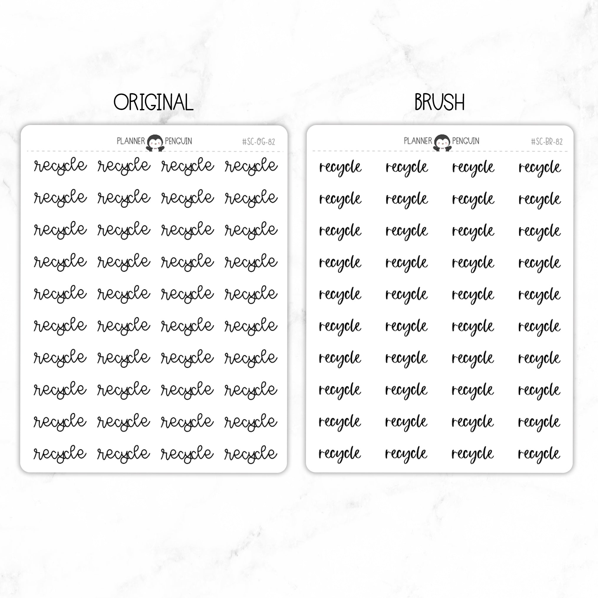 Recycle Script Stickers