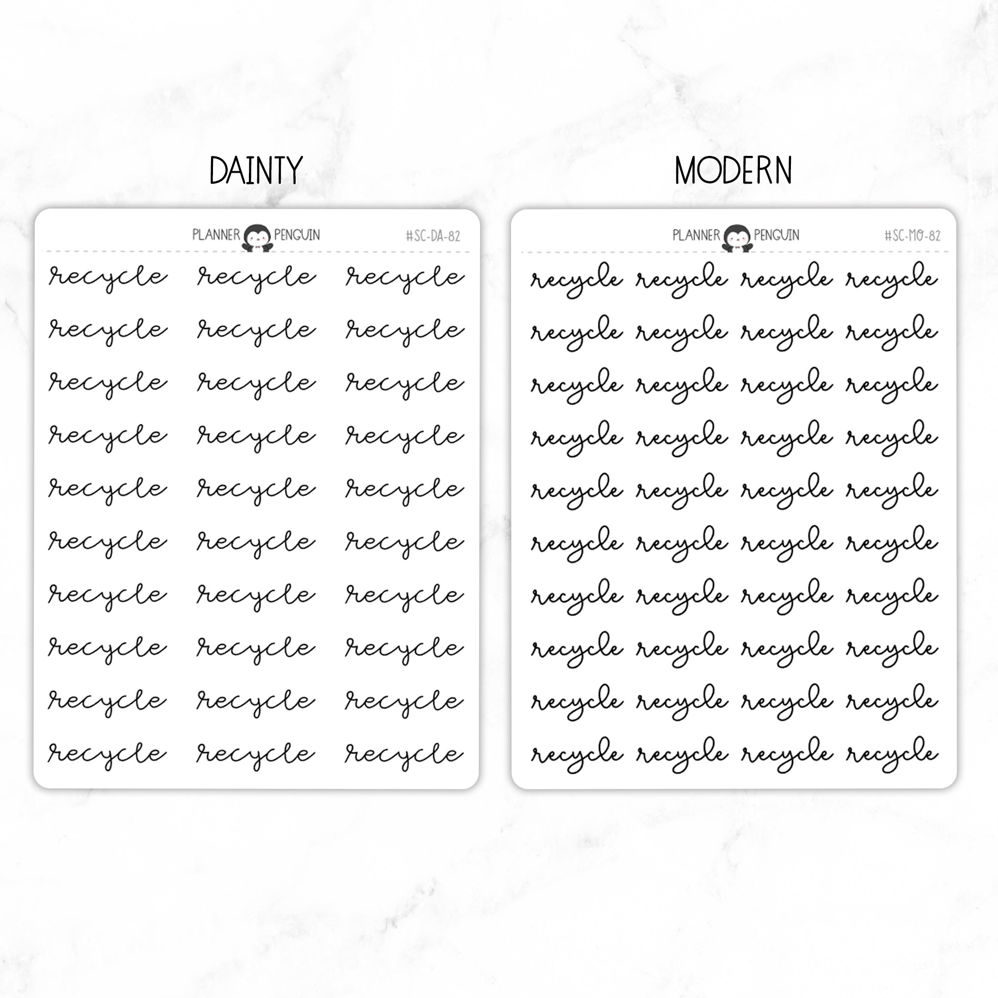 Recycle Script Stickers