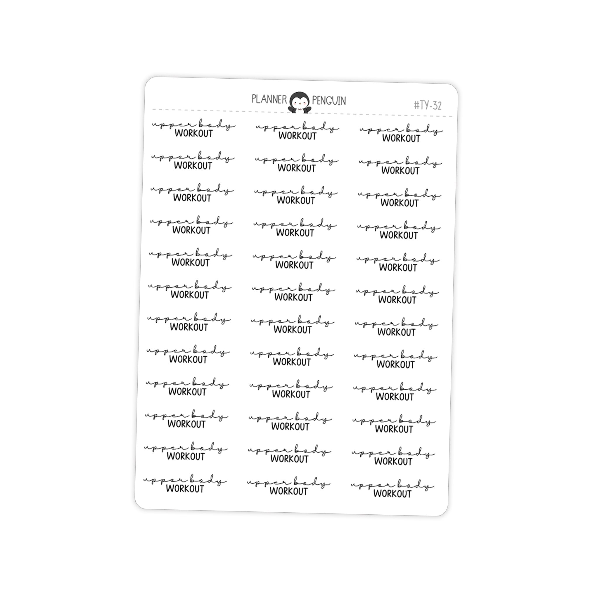 Upper Body Workout Fitness Typography stickers// #TY-32