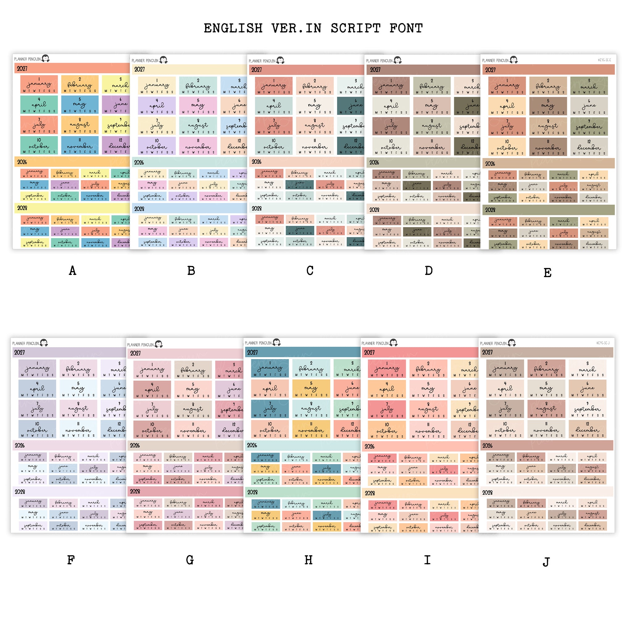 2027 Hobonichi Cousin A5 Yearly view Stickers| Japanese and English Version | Year at glance Stickers| Cousin A5 #HB-YG-MAIN