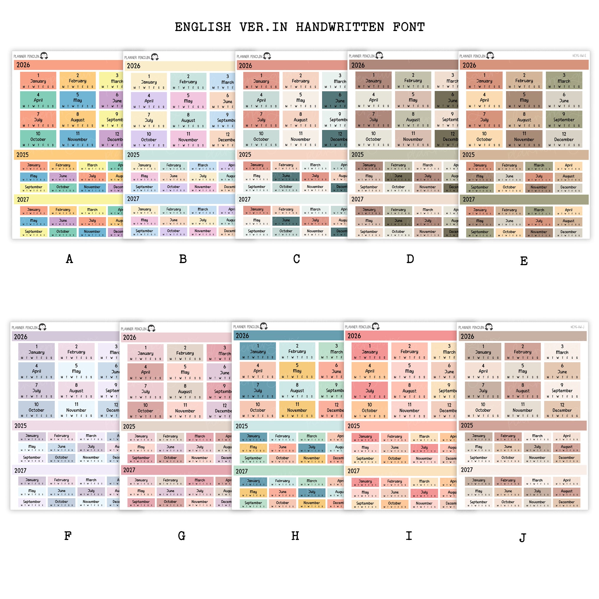 2026 Hobonichi Cousin A5 Yearly view Stickers| Japanese and English Version | Year at glance Stickers| Cousin A5 #HB-YG-MAIN