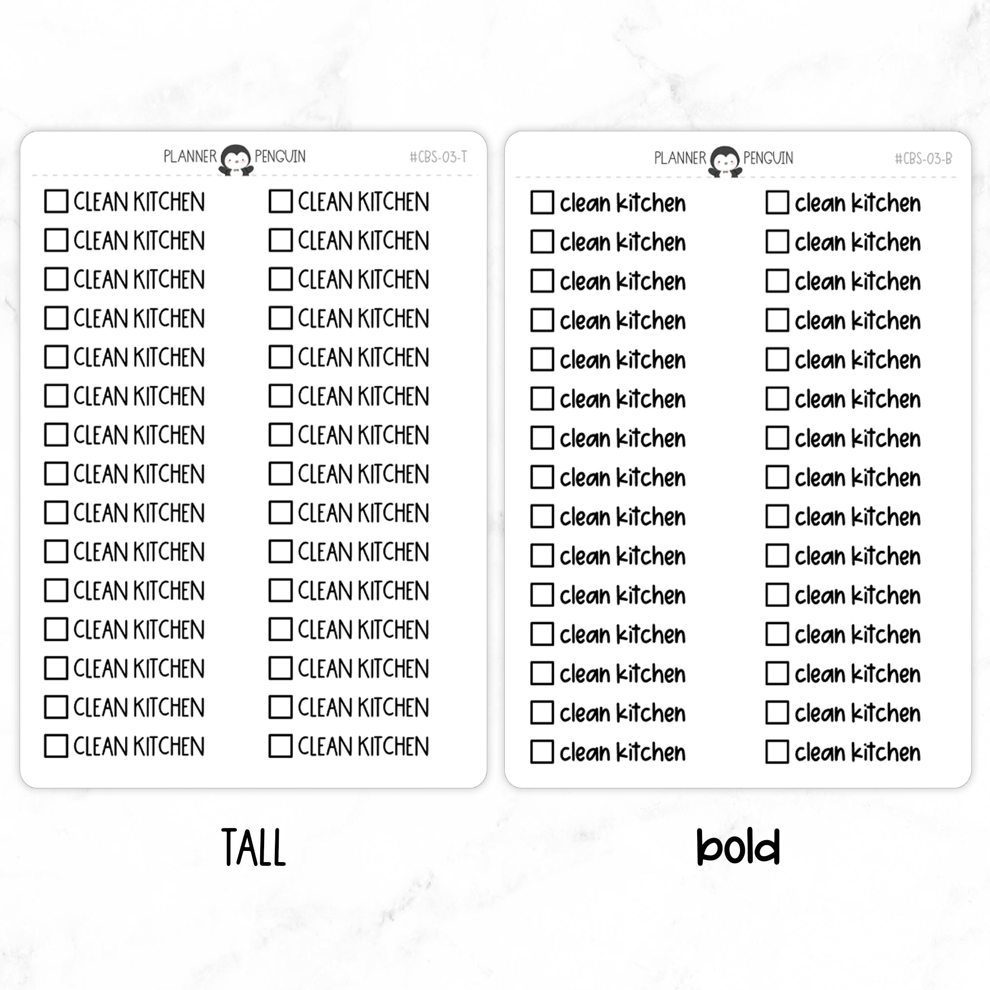 Clean Kitchen Checkbox Text Stickers