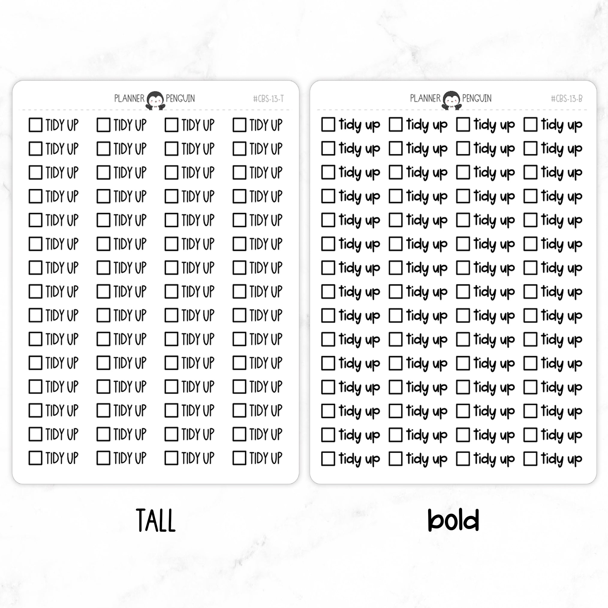 Tidy Up Checkbox Text Stickers