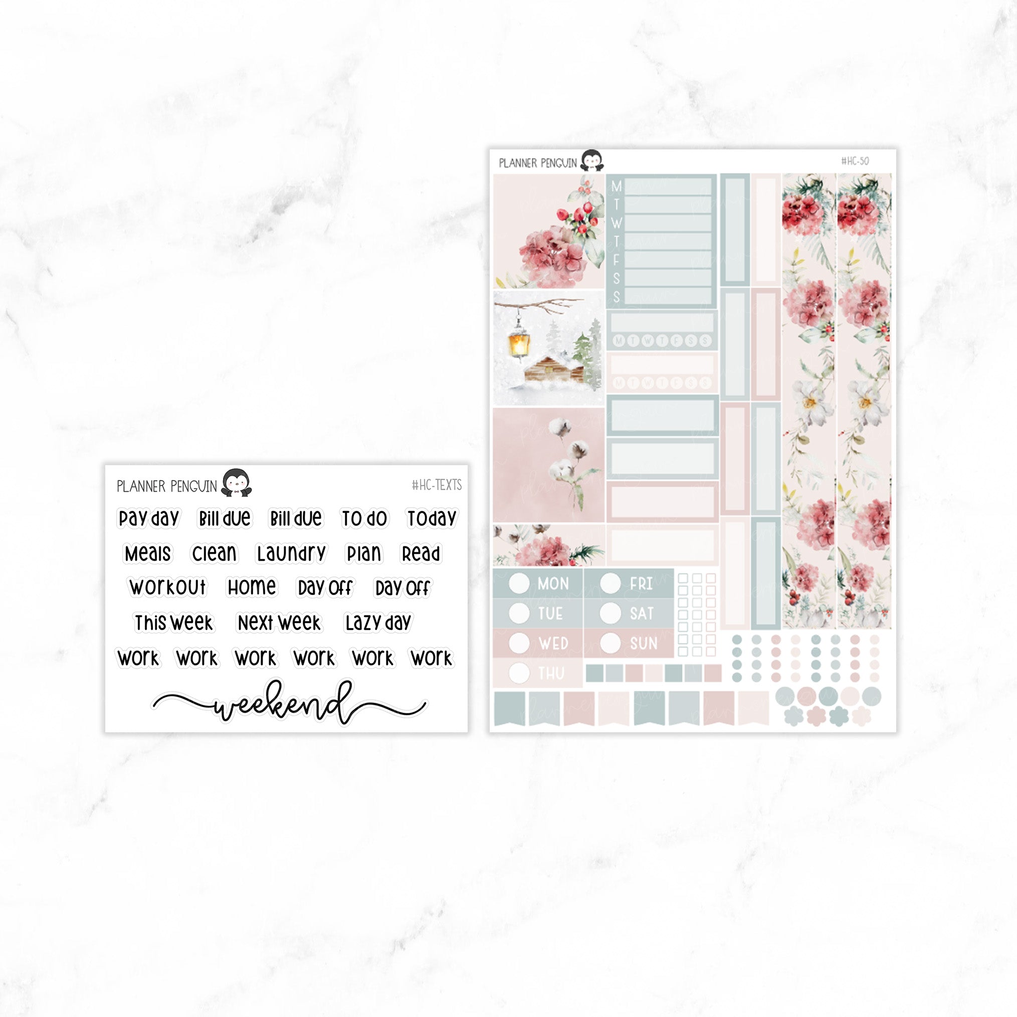 Beautiful Winter Hobonichi Cousin A5 Weekly Sticker Kit // #HC-50