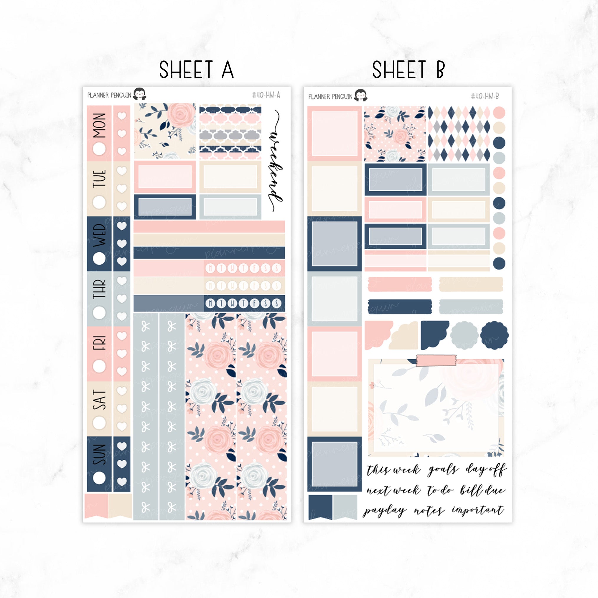 Peach And Navy Hobonichi Weeks kit