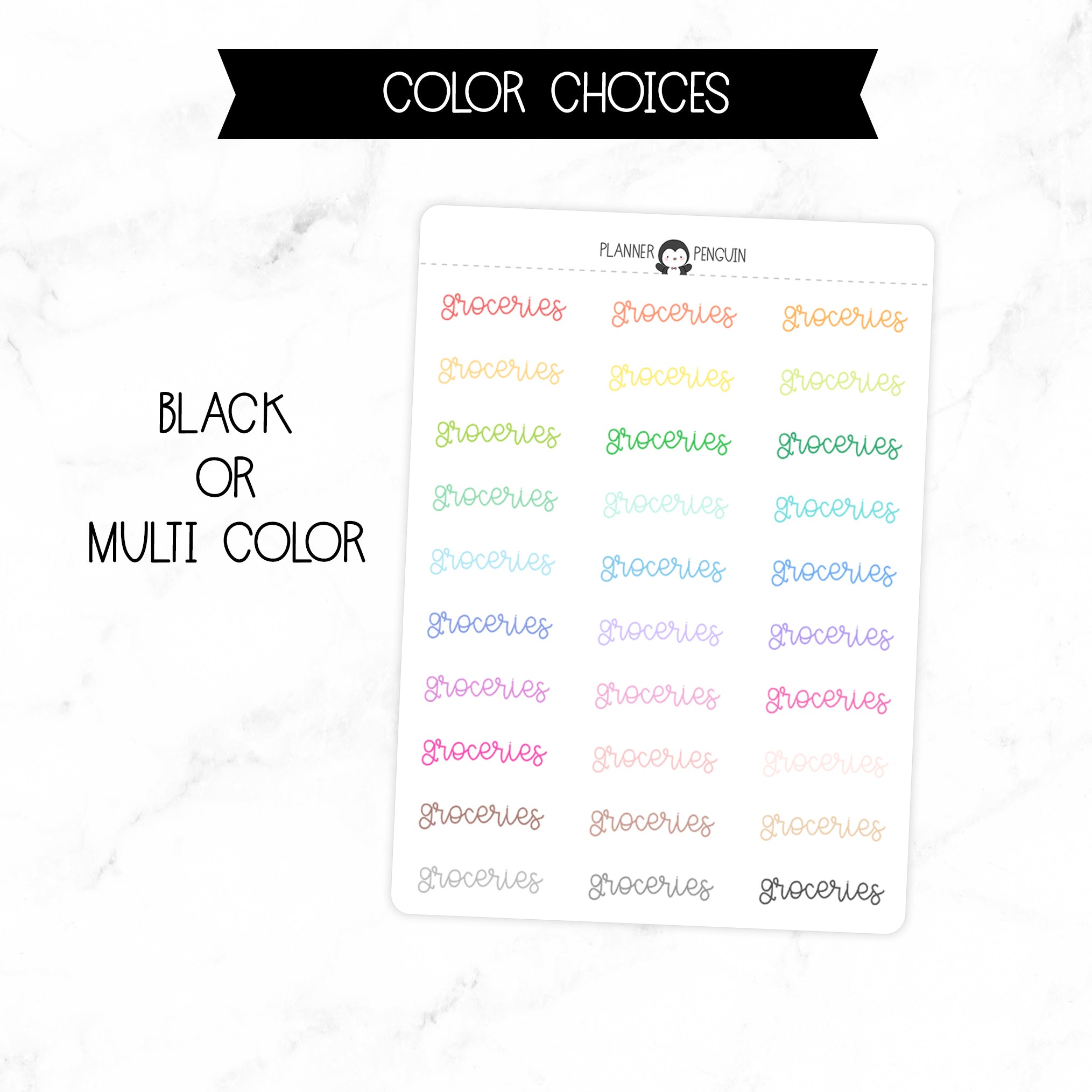Groceries Script Stickers