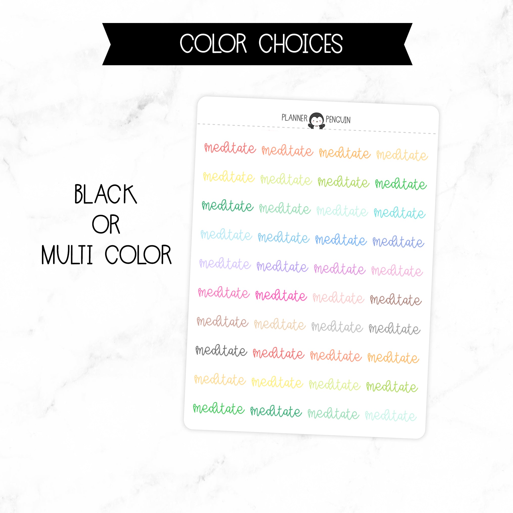 Meditate Script Stickers