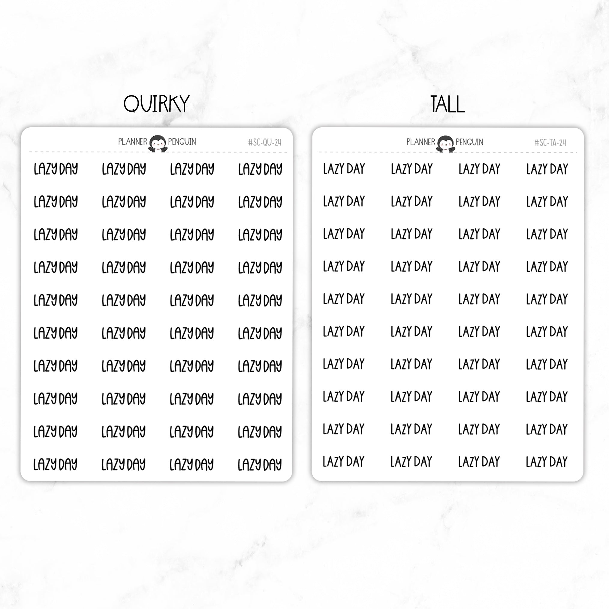 Lazy Day Script Stickers