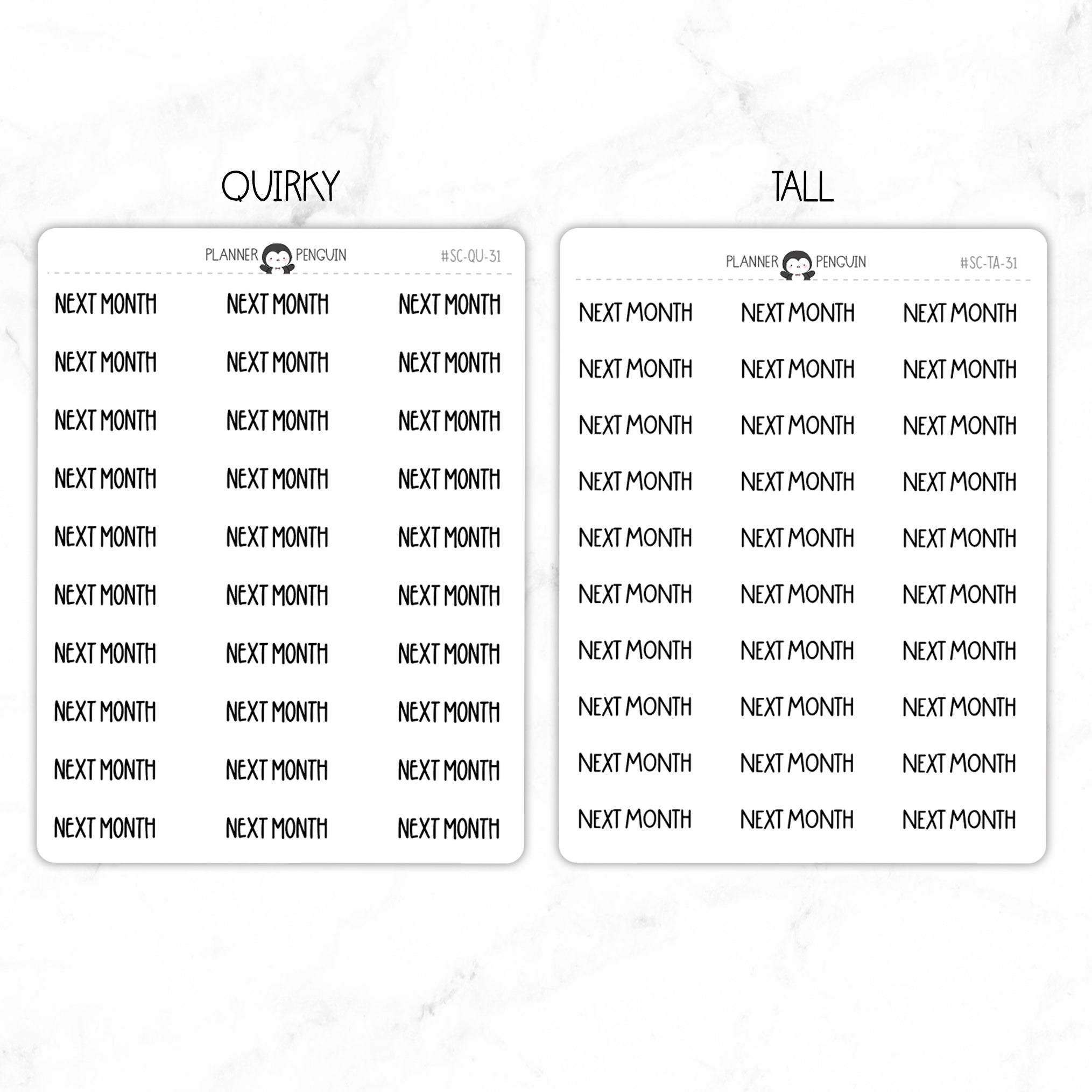 Next Month Script Stickers