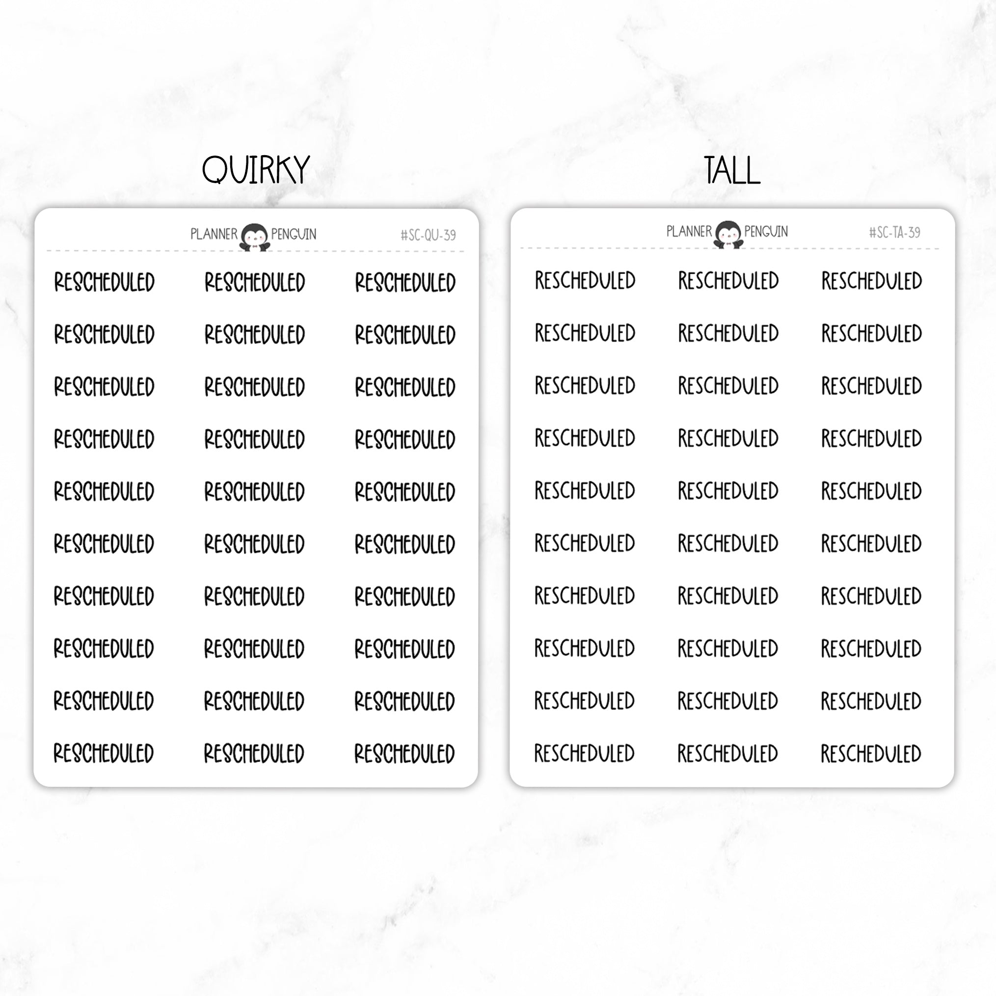 Rescheduled Script Stickers