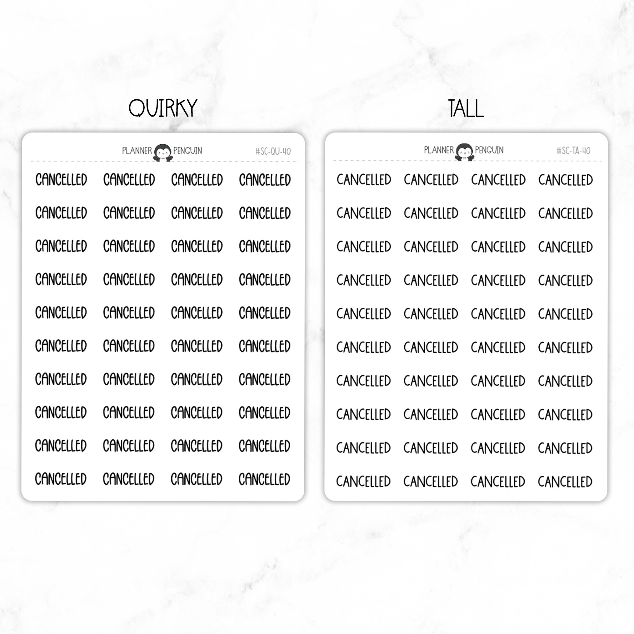 Cancelled Script Stickers