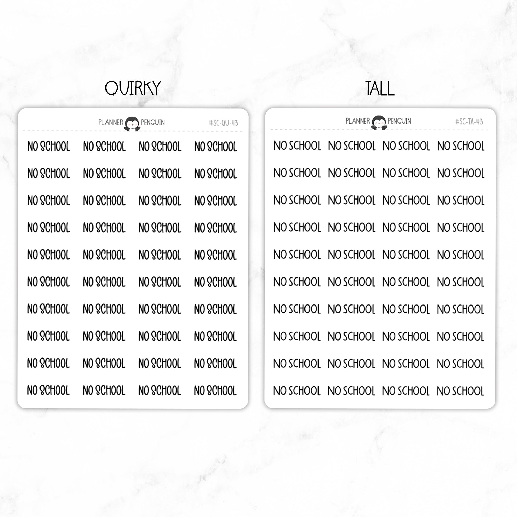 No School Script Stickers