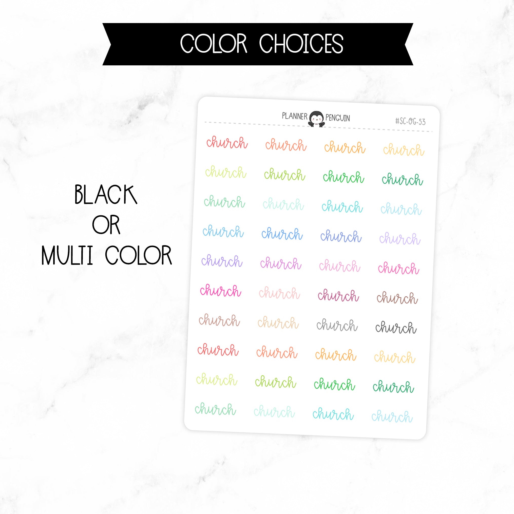 Church Script Stickers