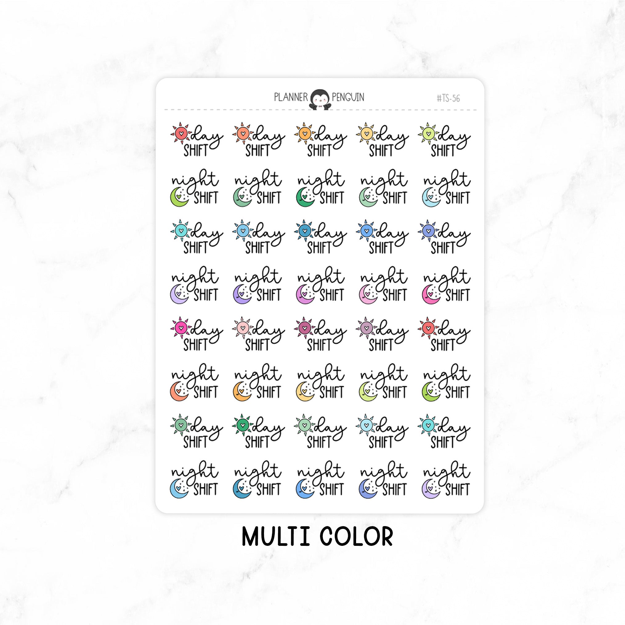 Day and Night Shift - Icon Script Stickers