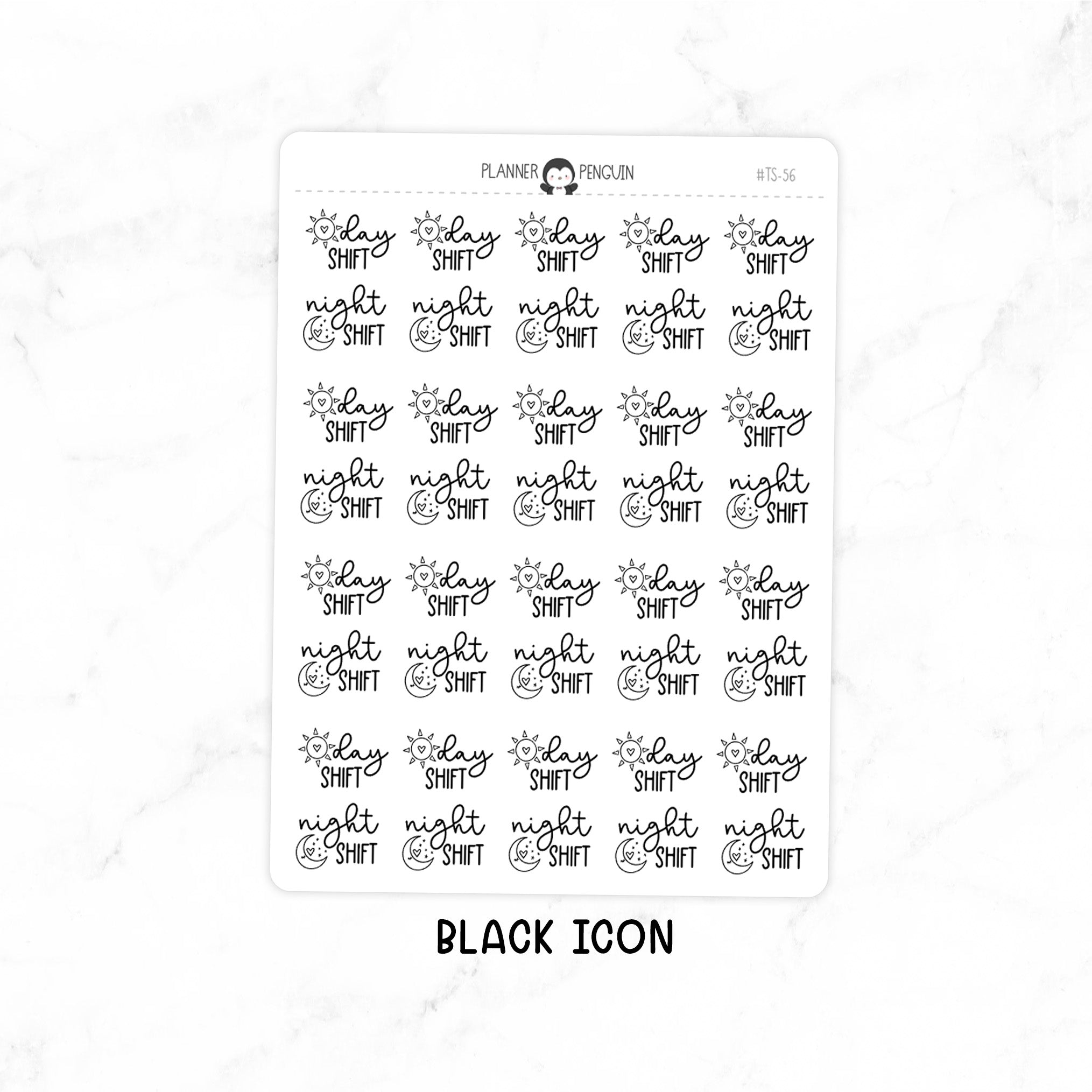 Day and Night Shift - Icon Script Stickers
