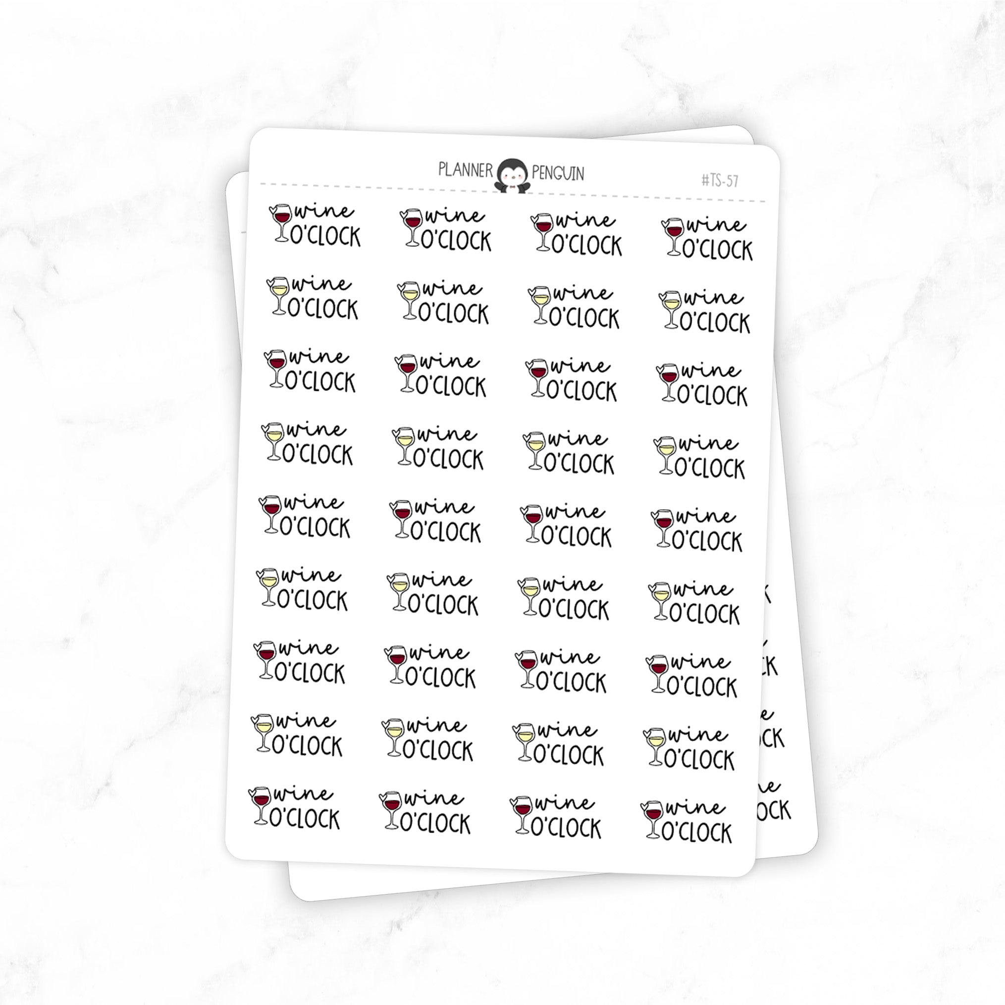 Wine o'clock - Icon Script Stickers