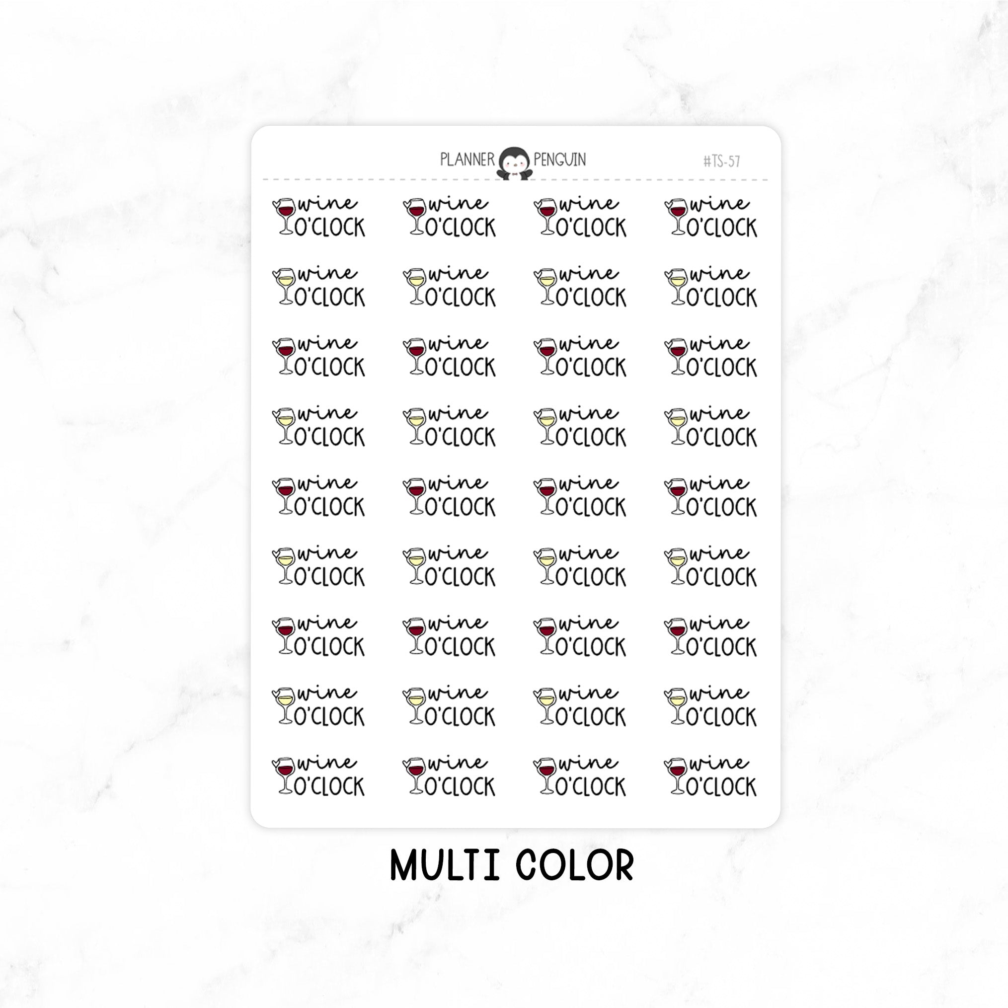 Wine o'clock - Icon Script Stickers