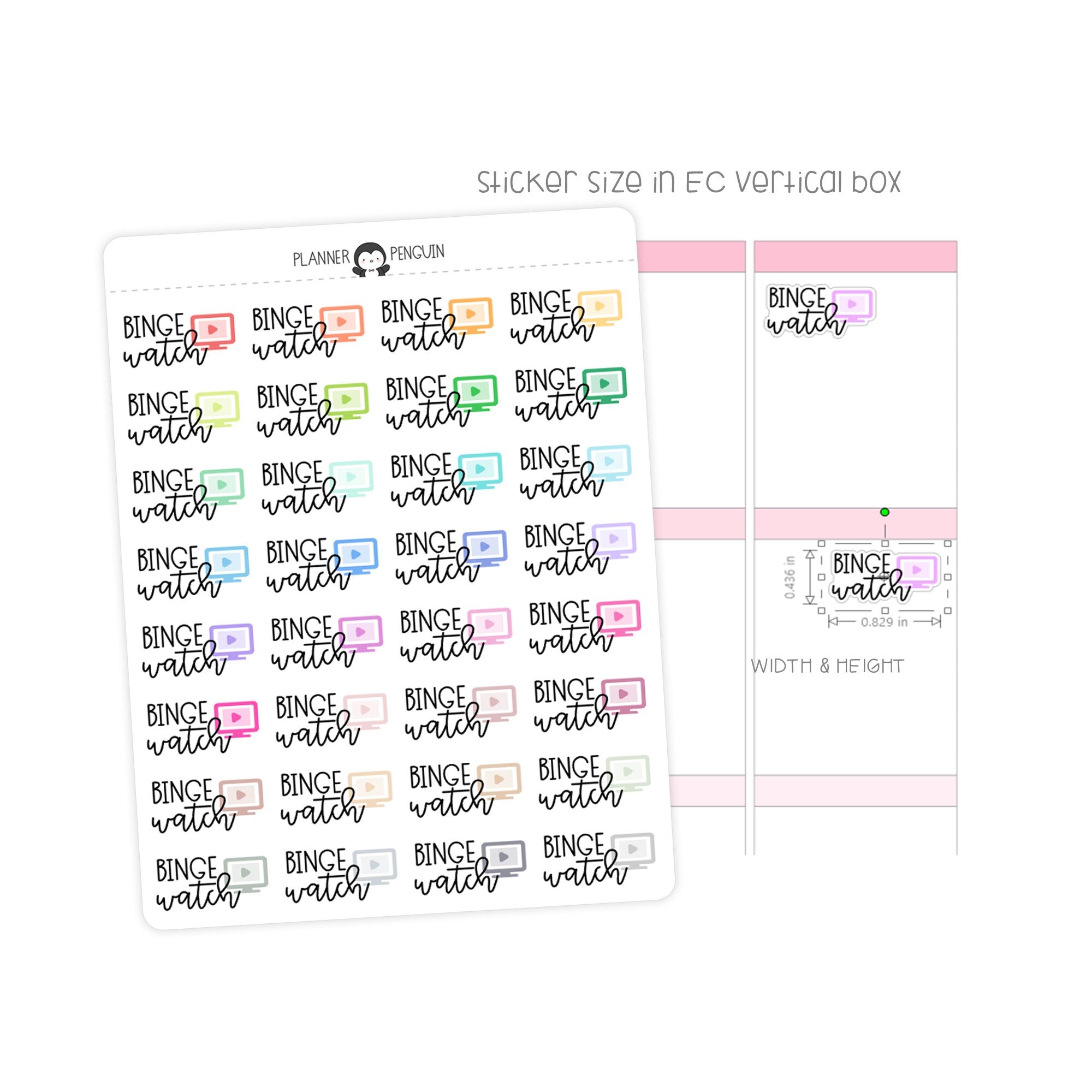 Binge Watch - Icon Script Stickers