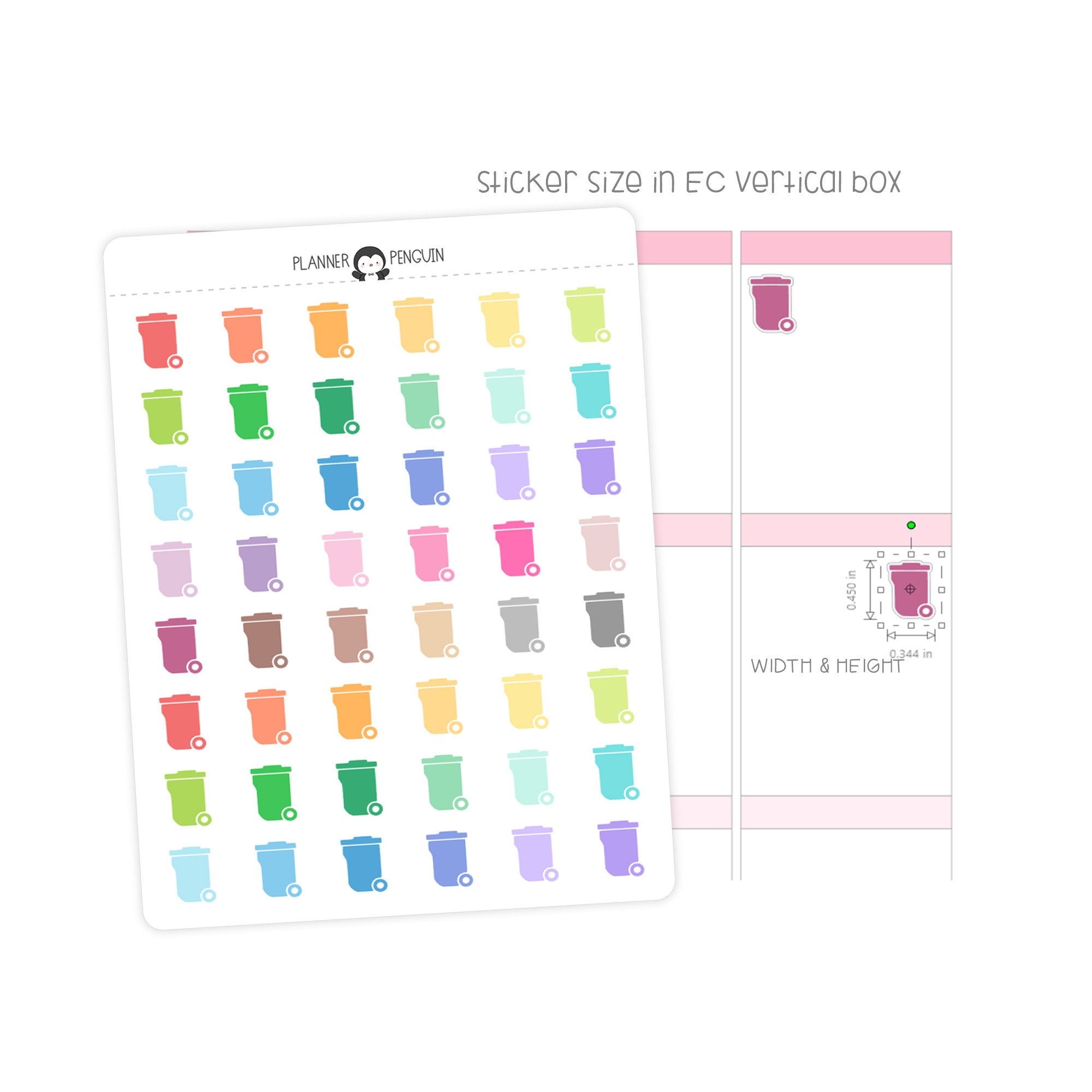 Garbage Trash Can - Icon Planner Stickers