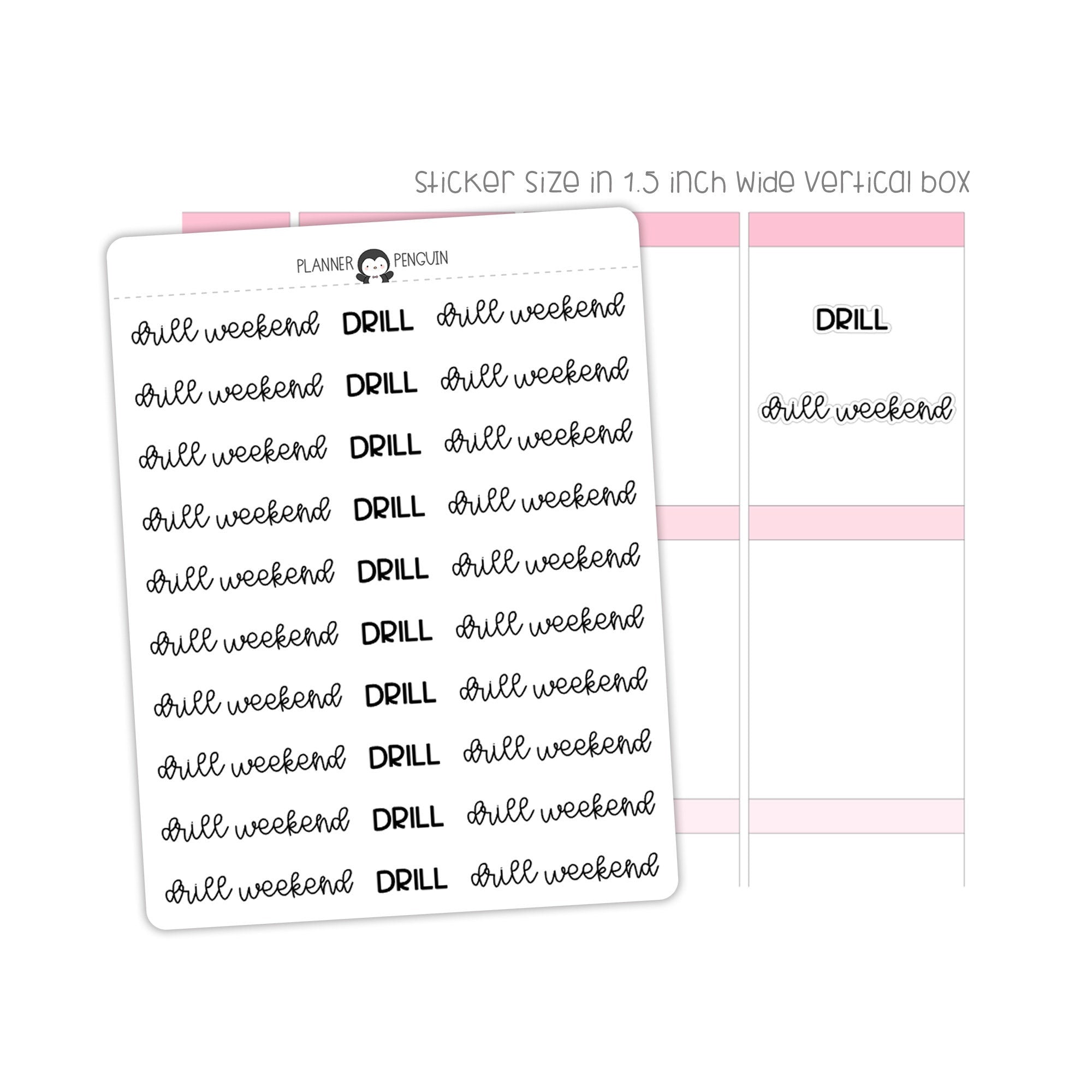 Drill Weekend Military Typography stickers