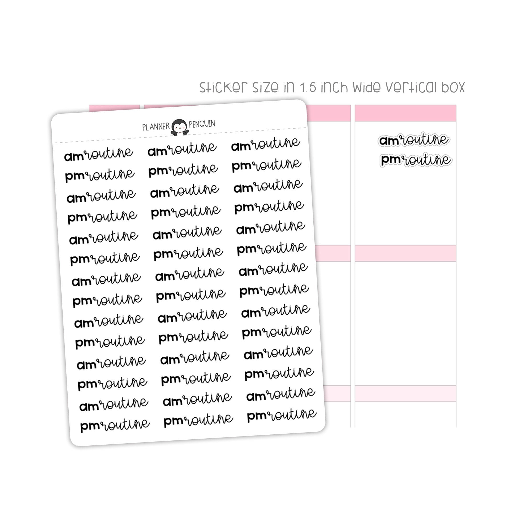 AM Routine PM Routine Typography stickers