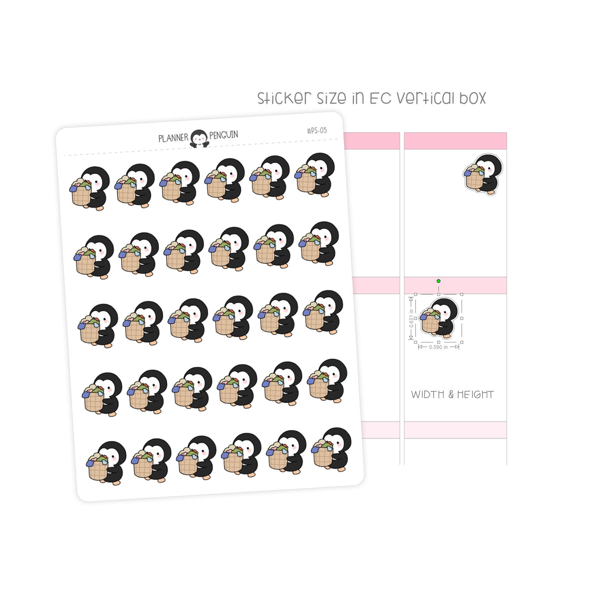 Laundry Penguin Planner Stickers