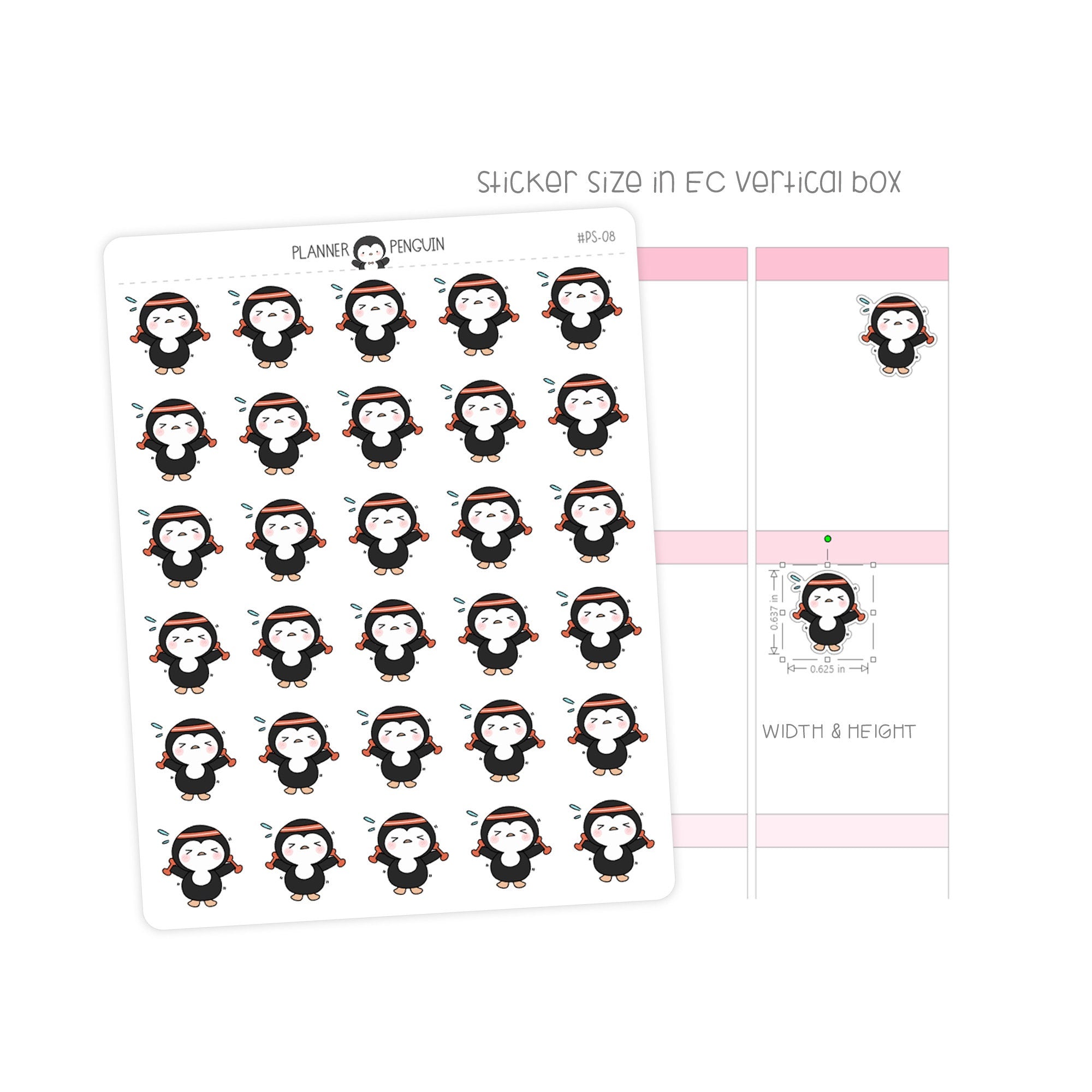 Workout Gym Penguin Planner Stickers