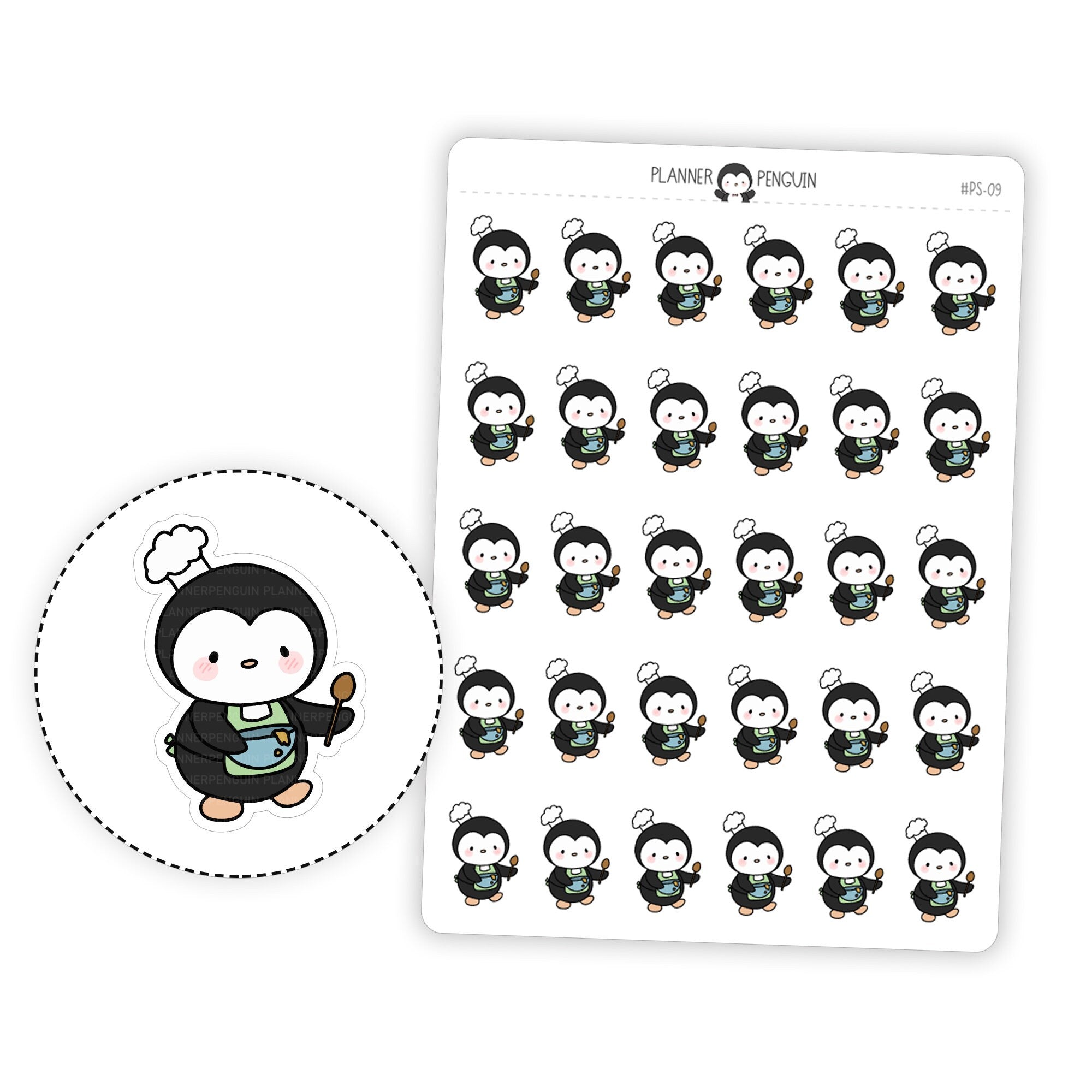 Chef Cooking Penguin Planner Stickers