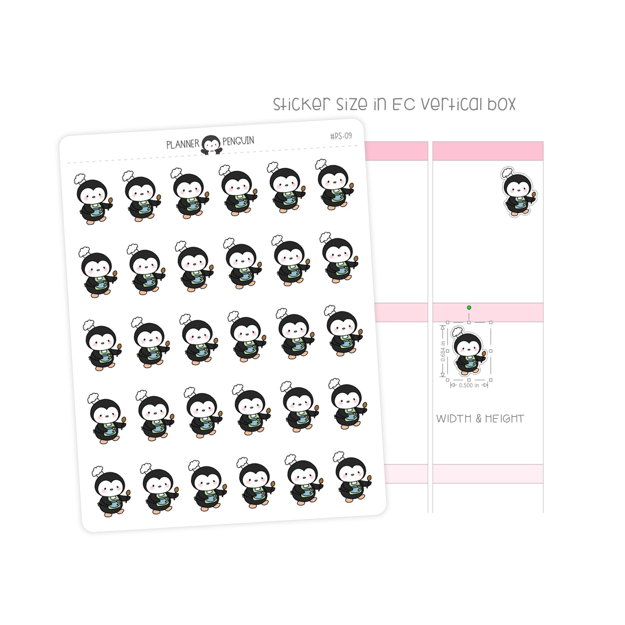 Chef Cooking Penguin Planner Stickers