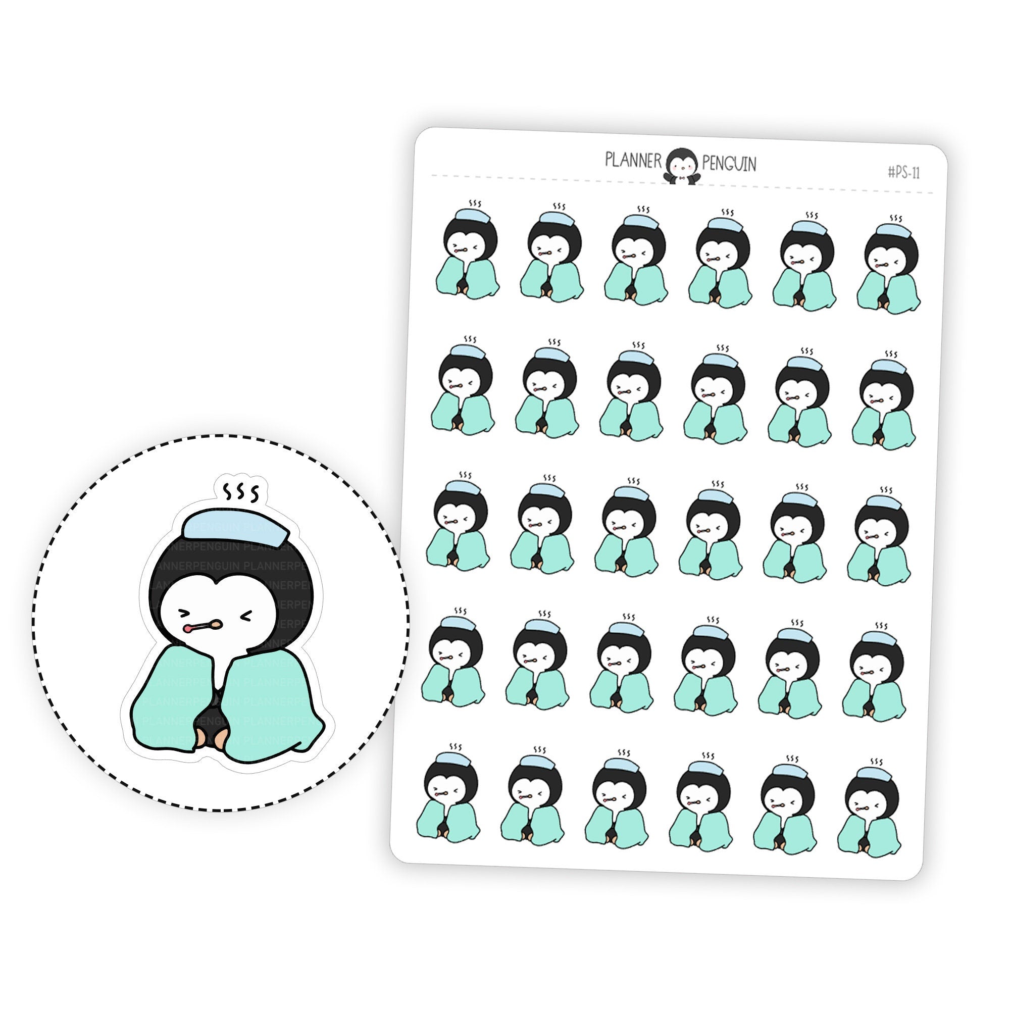 Sick Day Penguin Planner Stickers