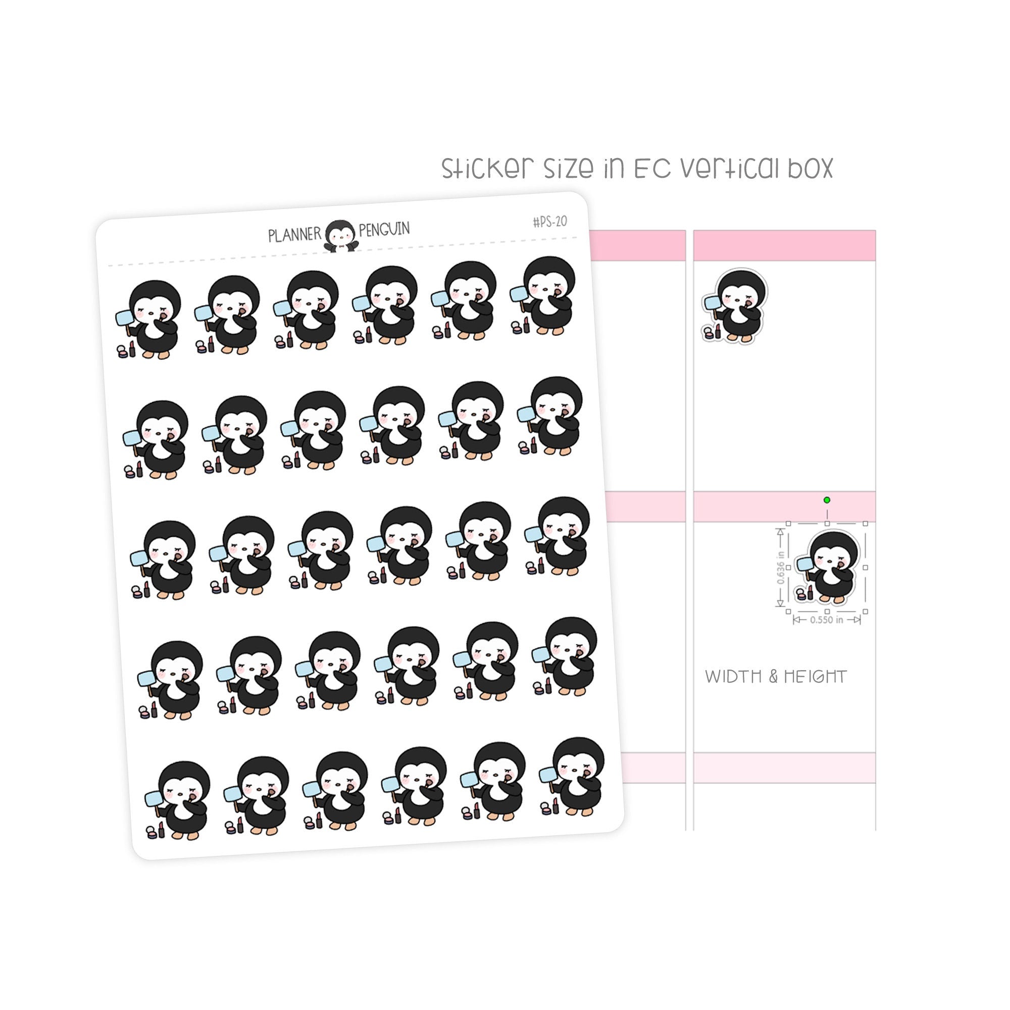 Makeup Penguin Planner Stickers