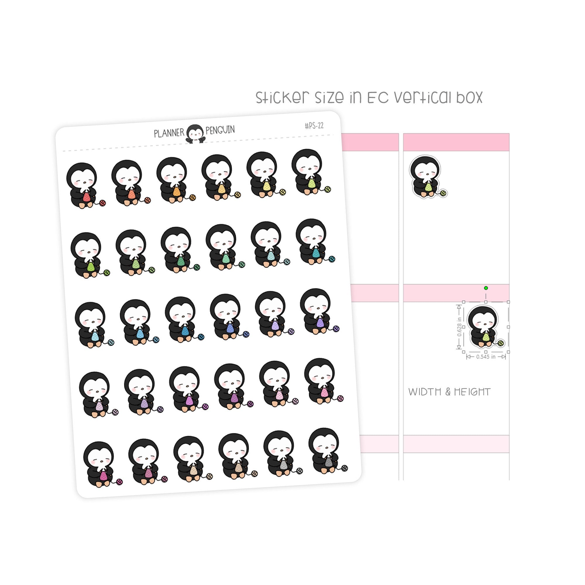 Knitting Penguin Planner Stickers